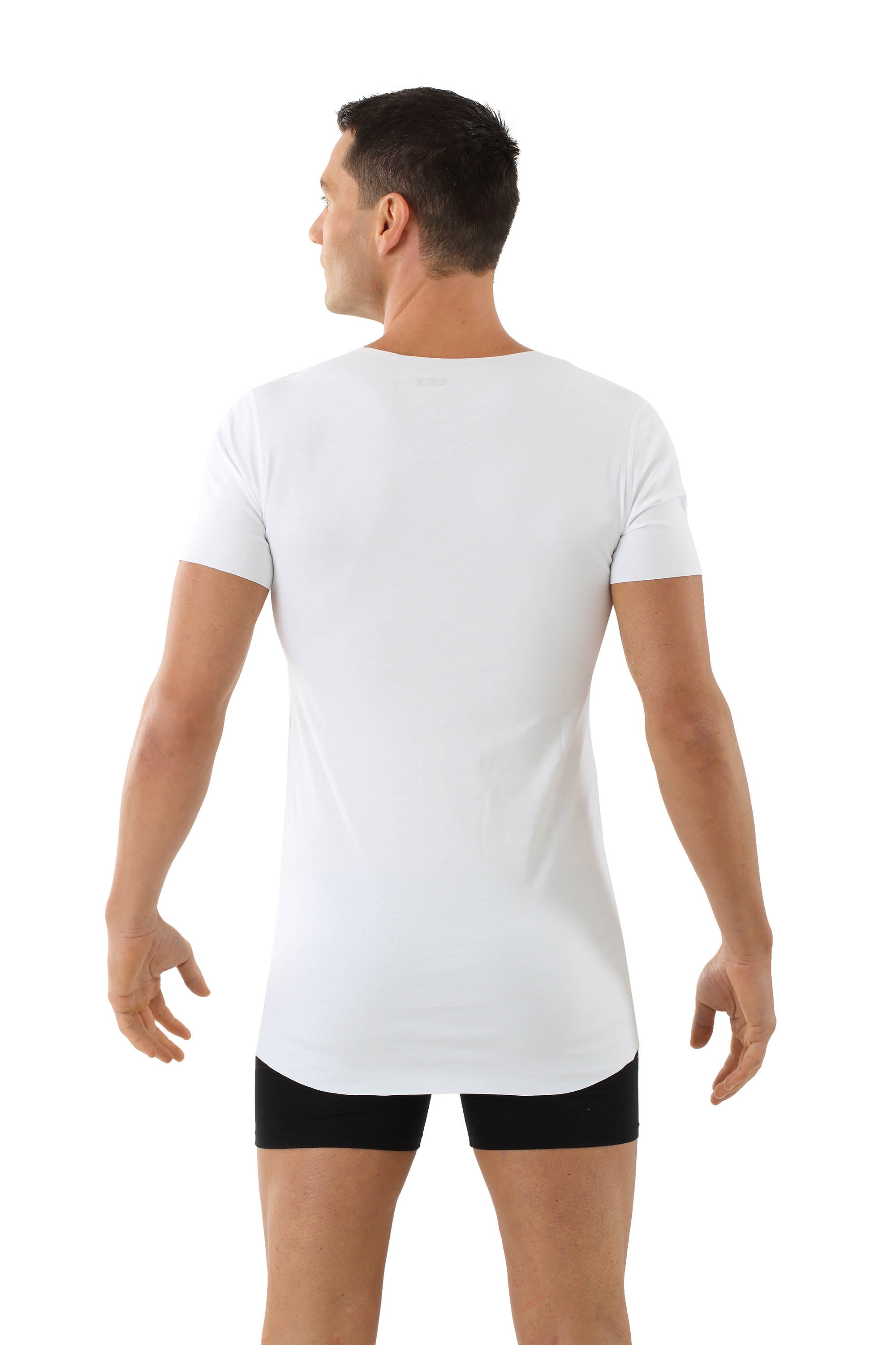 Herren Unterhemd Lasercut ohne Saum Clean Cut V-Ausschnitt Kurzarm weiß