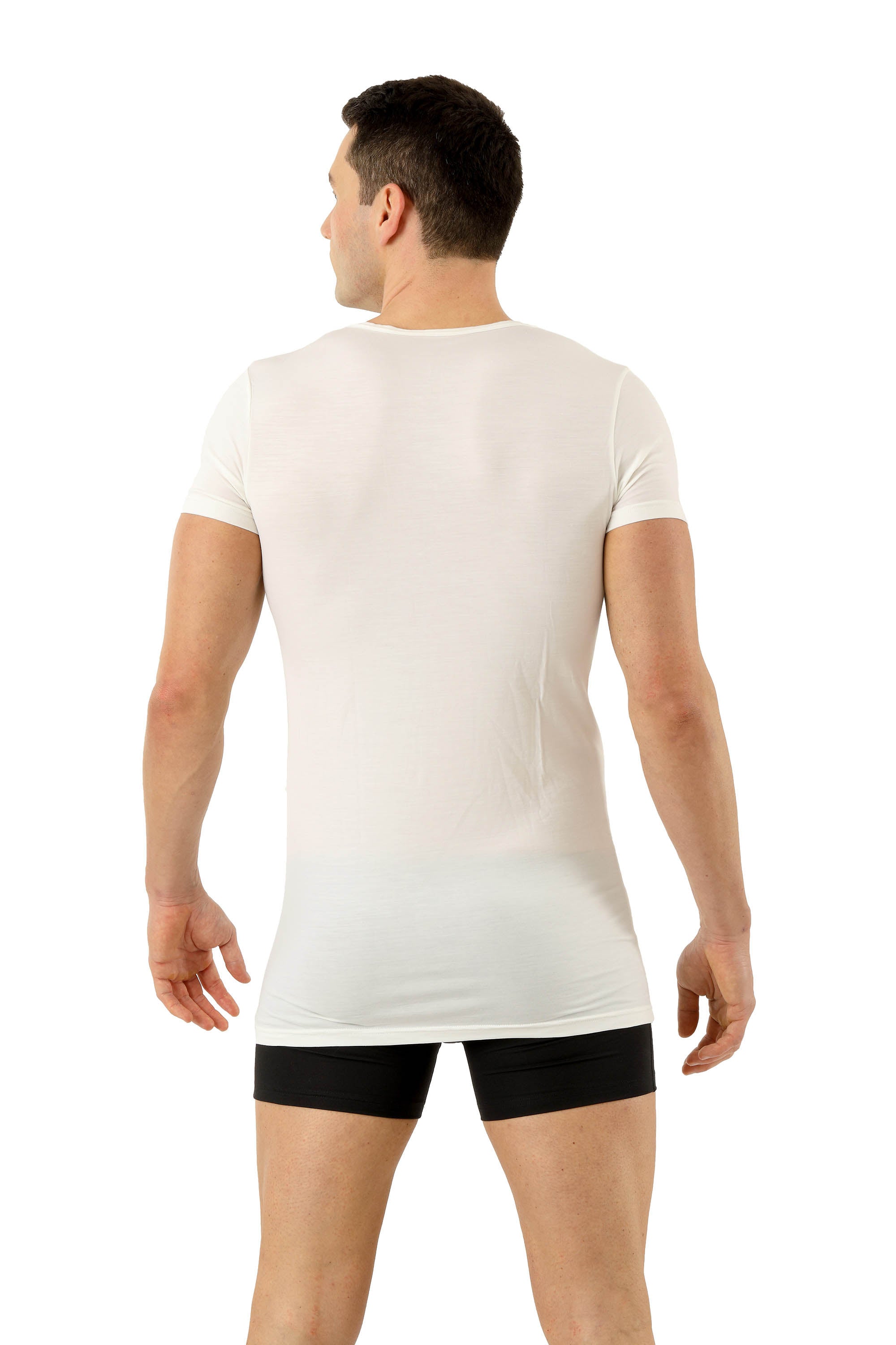 Funktionsunterhemd V-Ausschnitt Merinowolle-TENCEL™ Lyocell Naturweiß