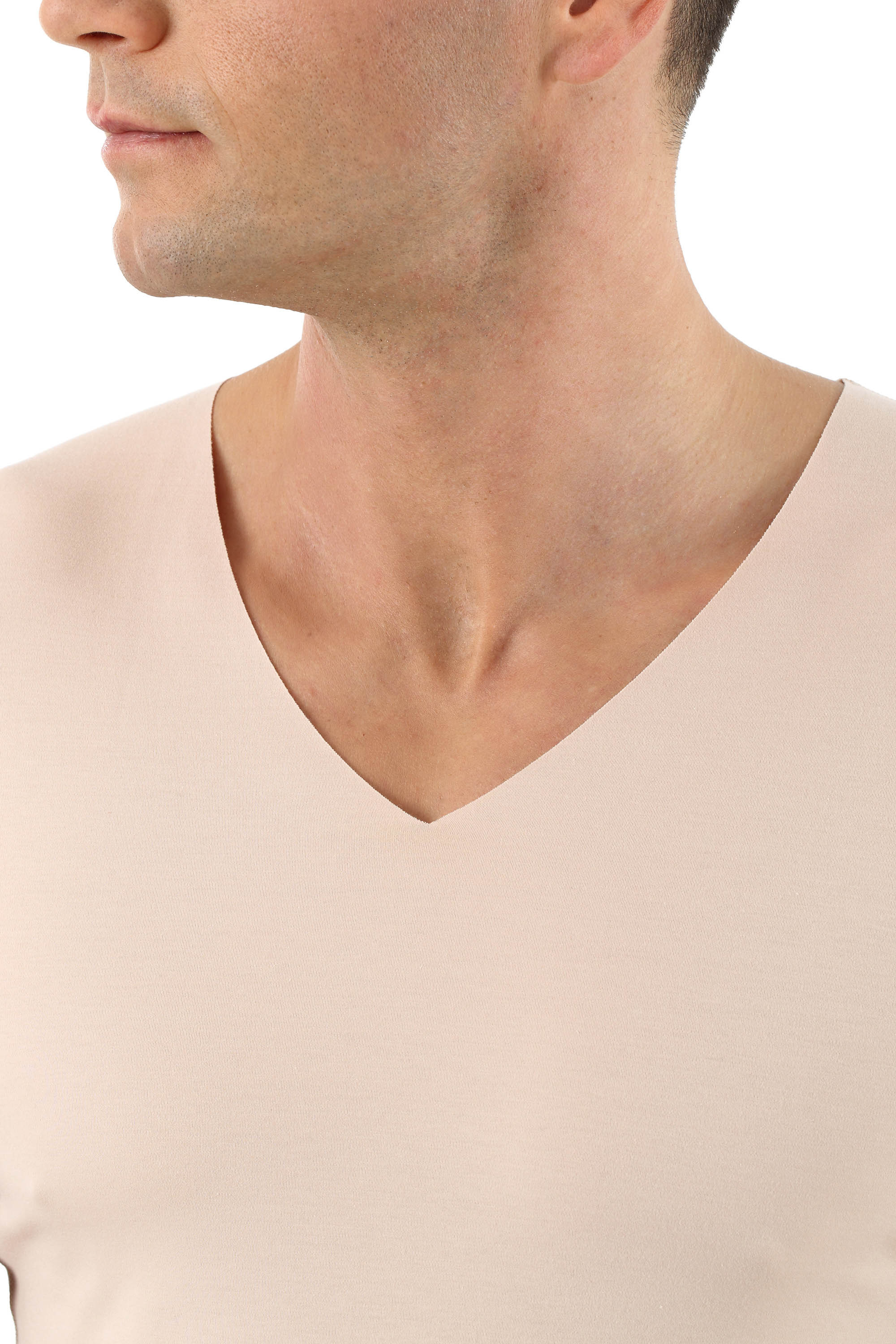 Herren Unterhemd unsichtbar Lasercut ohne Saum Clean Cut V-Ausschnitt Kurzarm