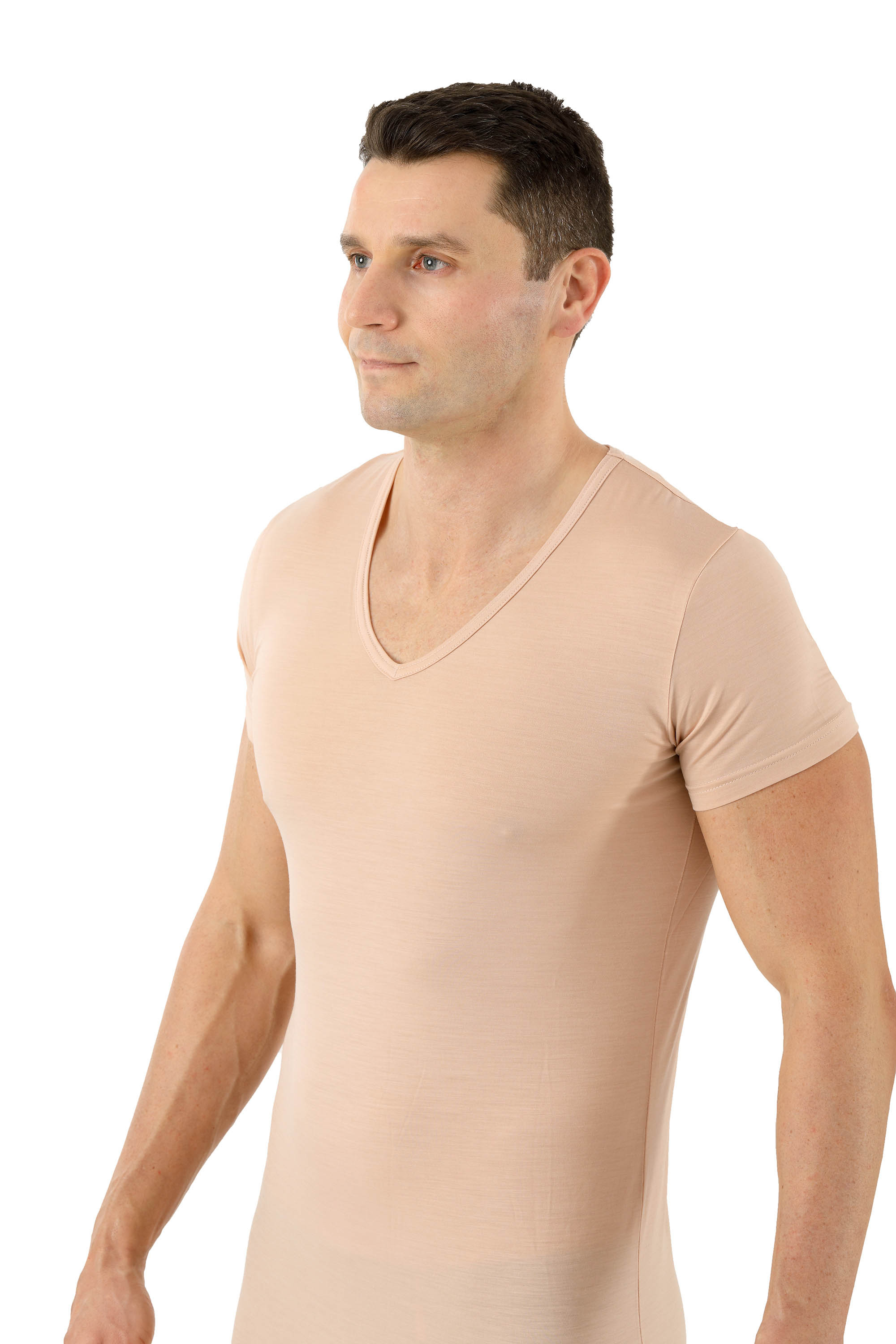 Funktionsunterhemd V-Ausschnitt Merinowolle-TENCEL™ Lyocell Hautfarbe