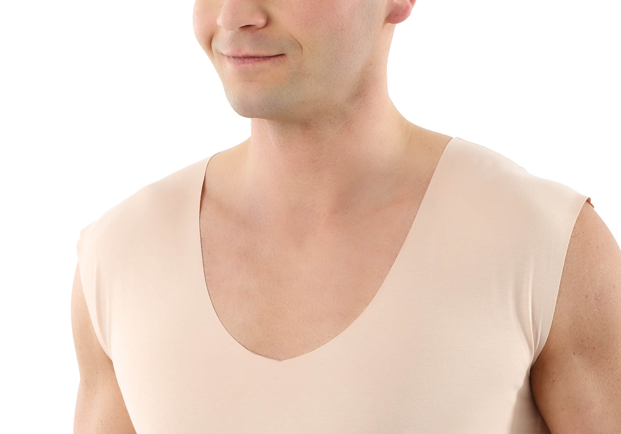 Herren Unterhemd unsichtbar Lasercut ohne Saum Clean Cut Deep-V ohne Arm