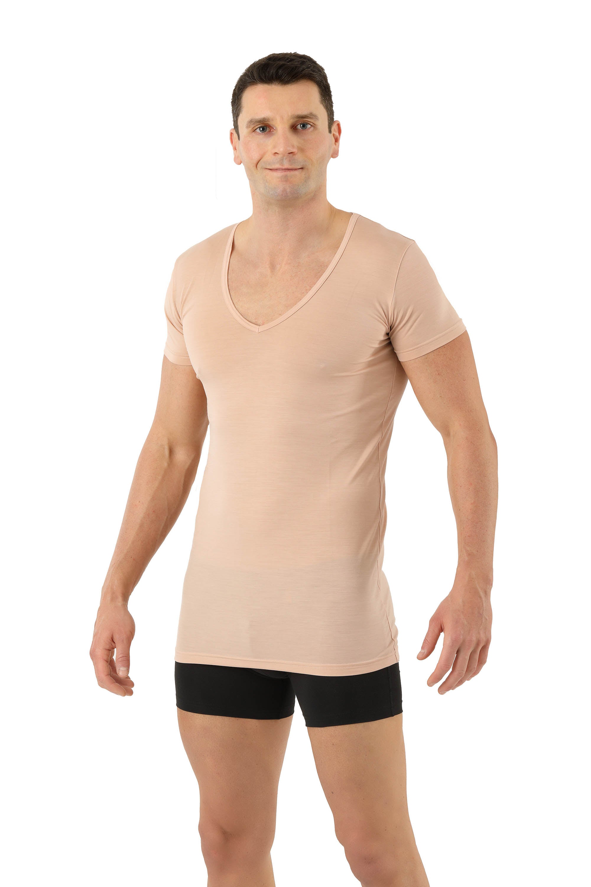 Funktionsunterhemd Deep-V-Ausschnitt Merinowolle-TENCEL™ Lyocell Hautfarbe