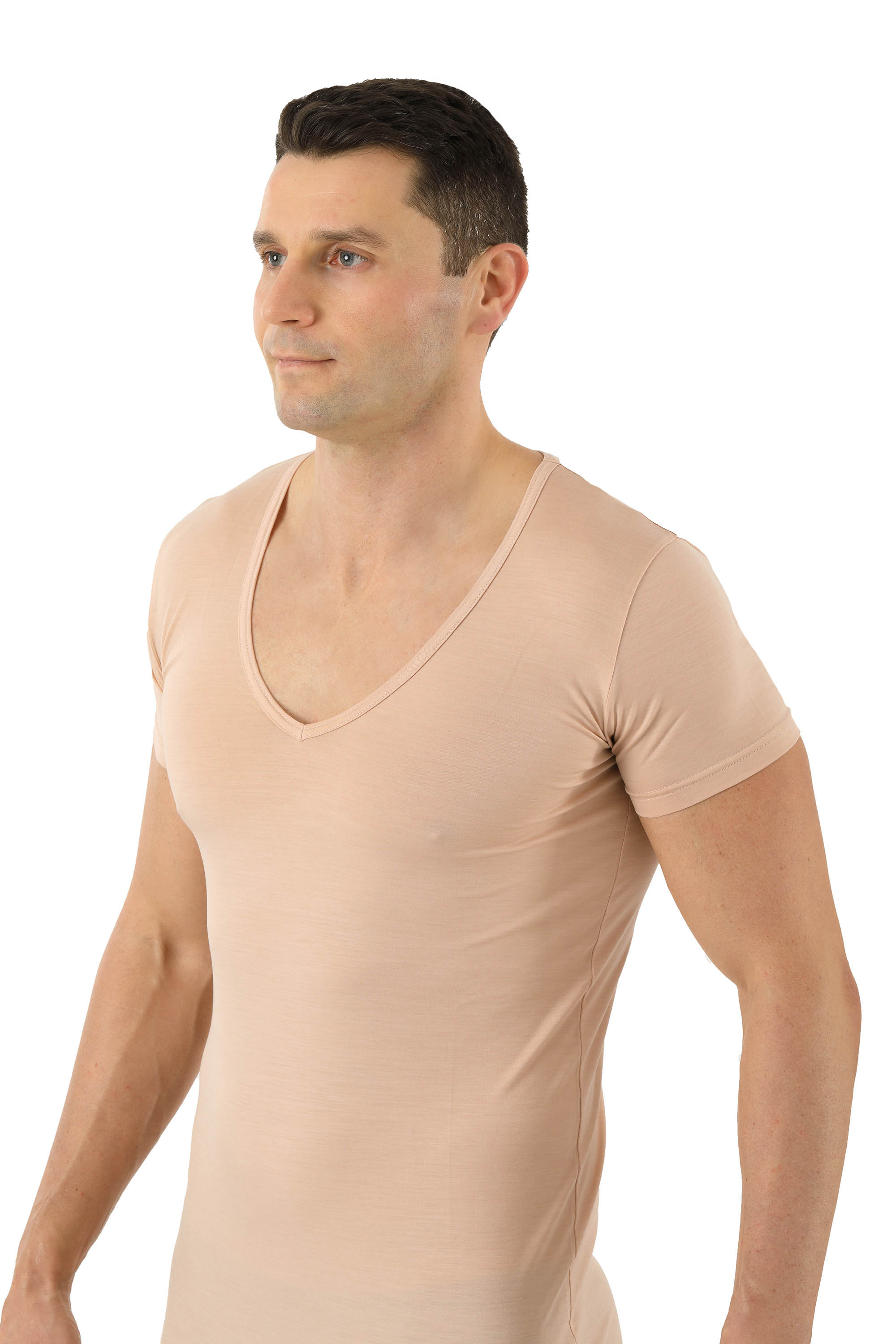 Funktionsunterhemd Deep-V-Ausschnitt Merinowolle-TENCEL™ Lyocell Hautfarbe