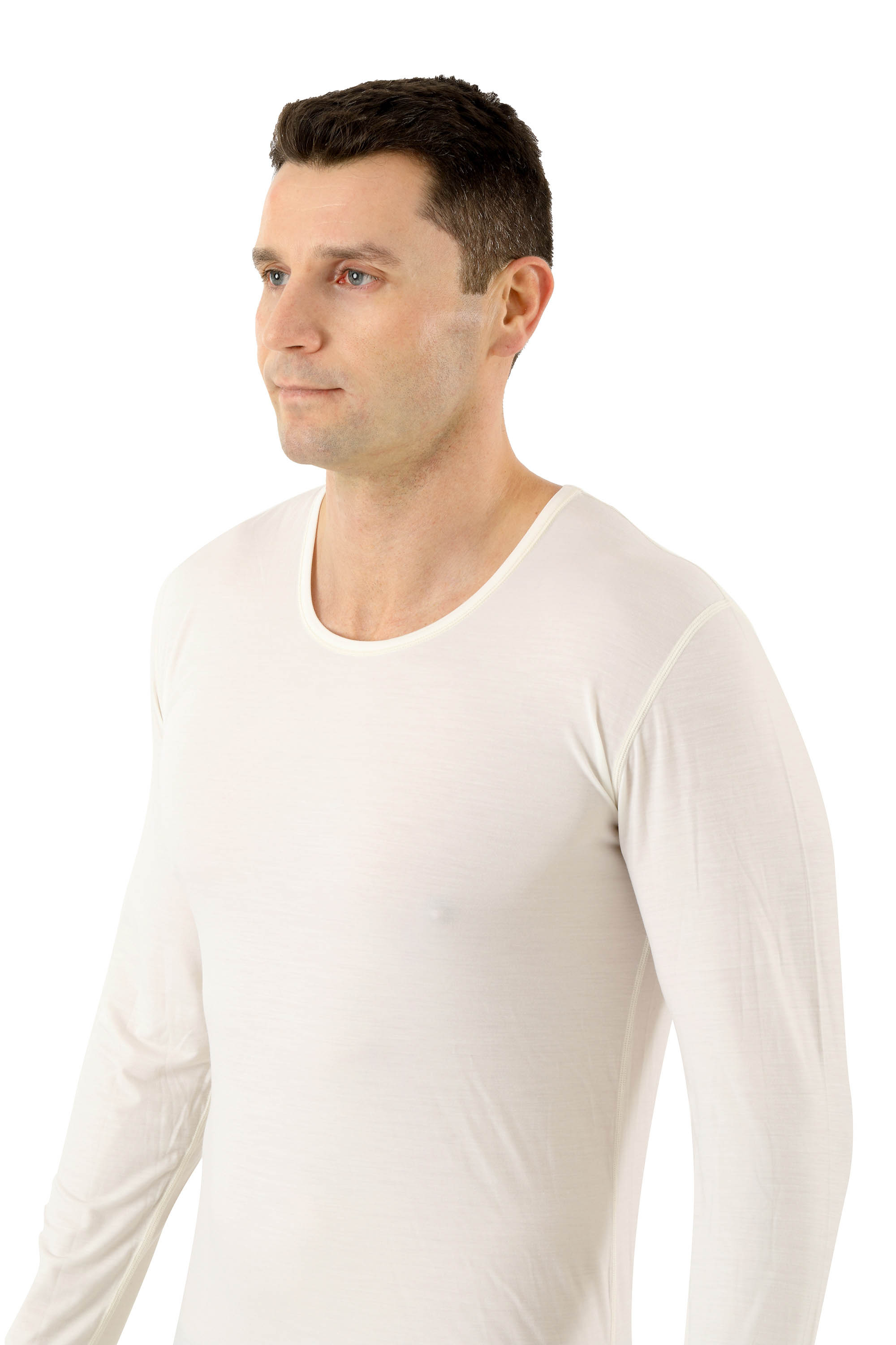 Funktionsunterhemd Langarm Merinowolle-TENCEL™ Lyocell Naturweiß
