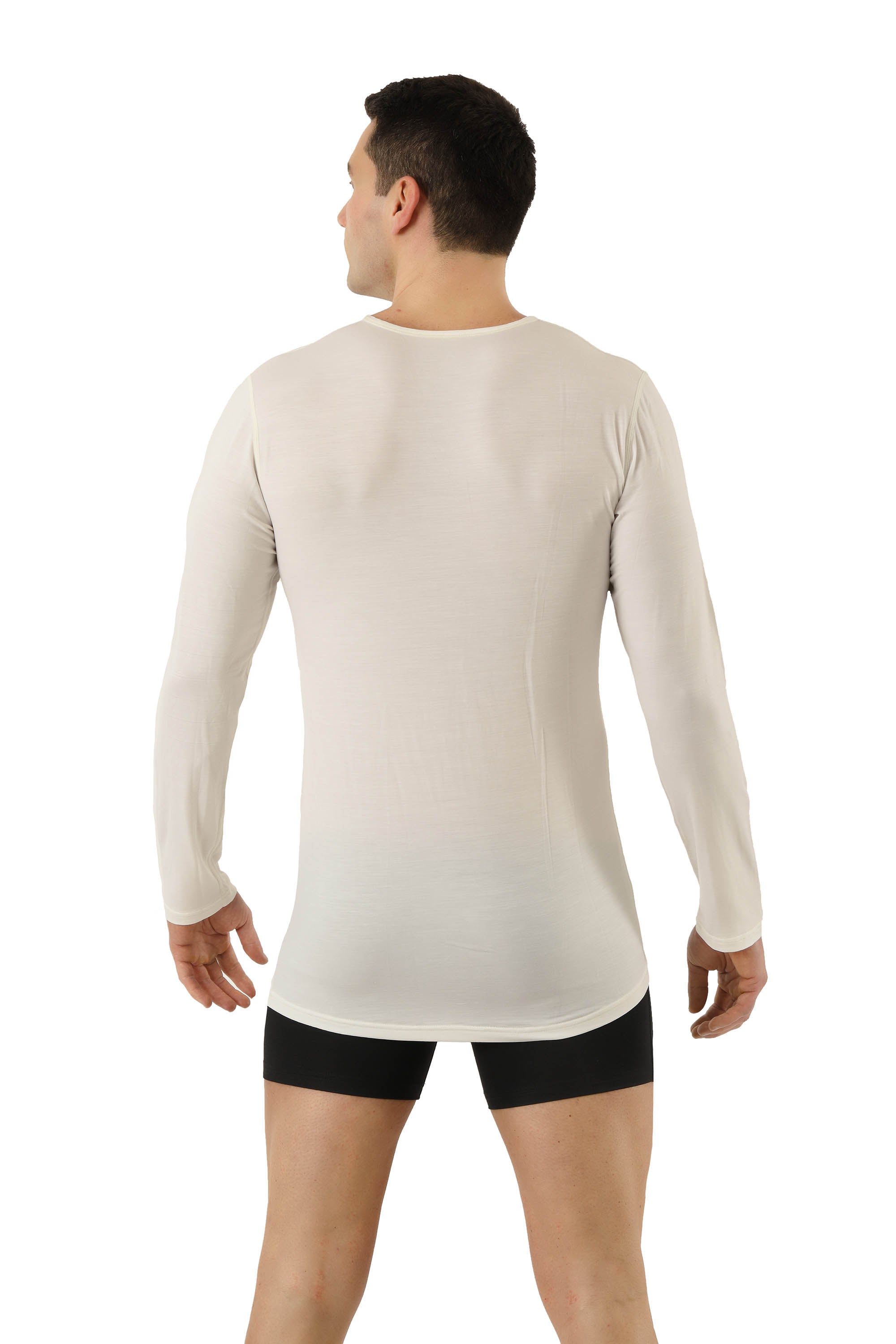 Funktionsunterhemd Langarm Merinowolle-TENCEL™ Lyocell Naturweiß