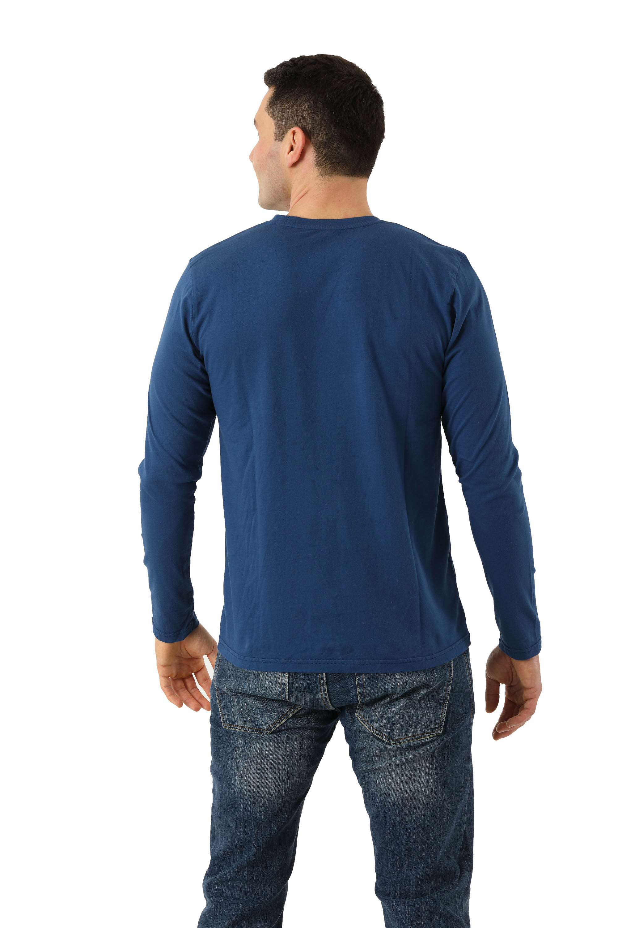 Herren Langarmshirt Biobaumwolle Rundausschnitt blau