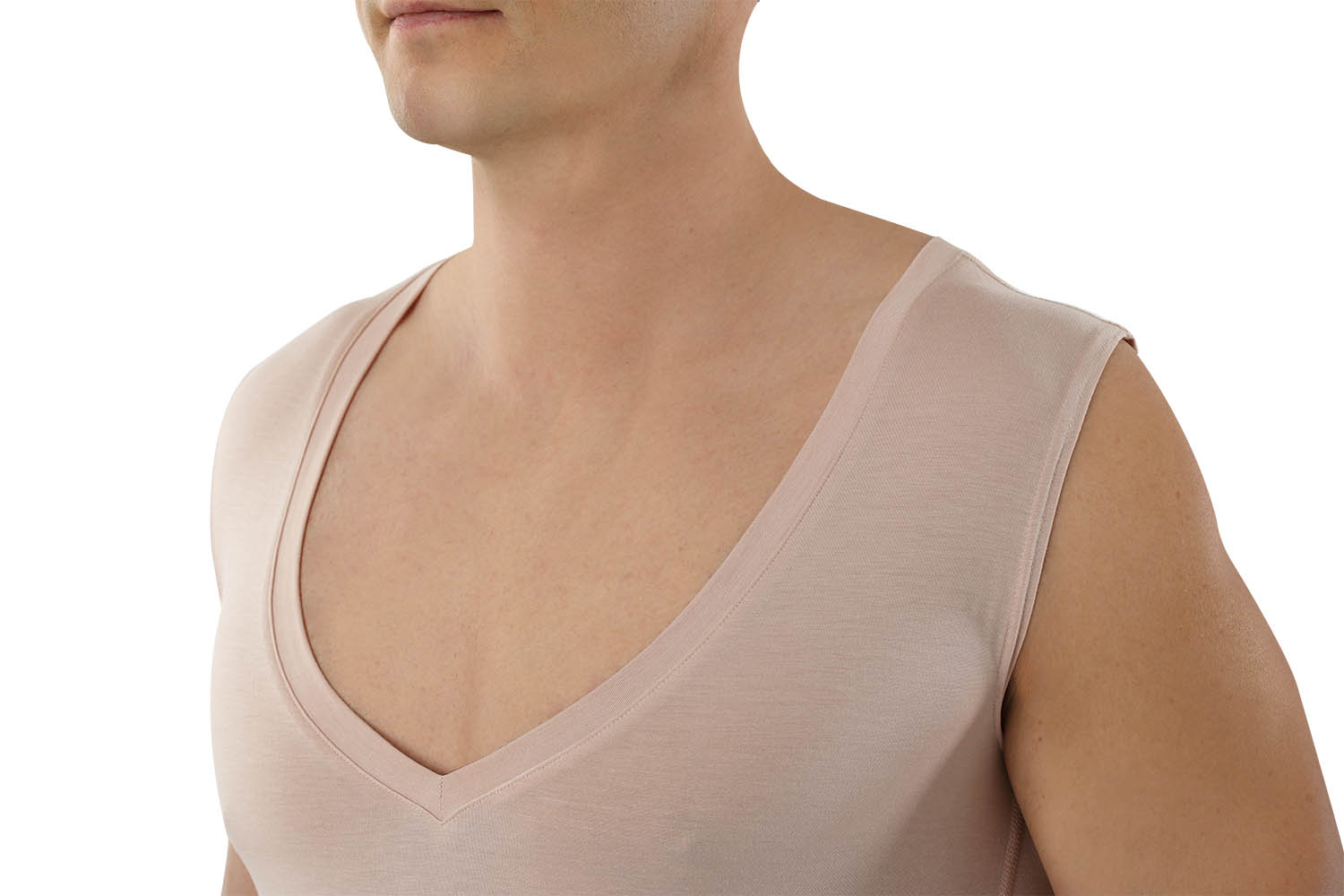 Herren Unterhemd Unsichtbar Deep-V ohne Arm Micromodal light