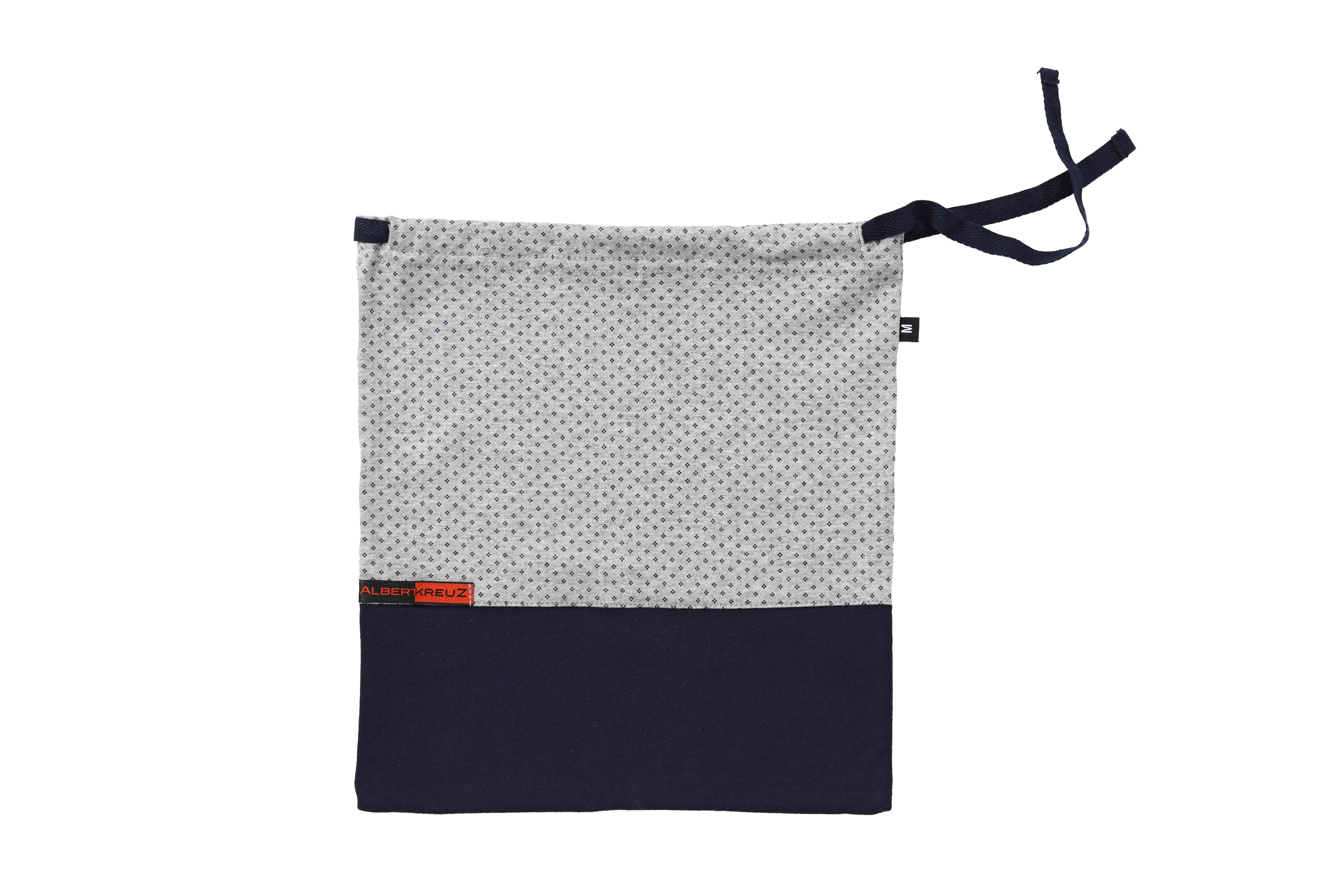Herren Schlafanzug Langarm mit langen Hosen Stretch-Baumwolle marine - grau gemustert
