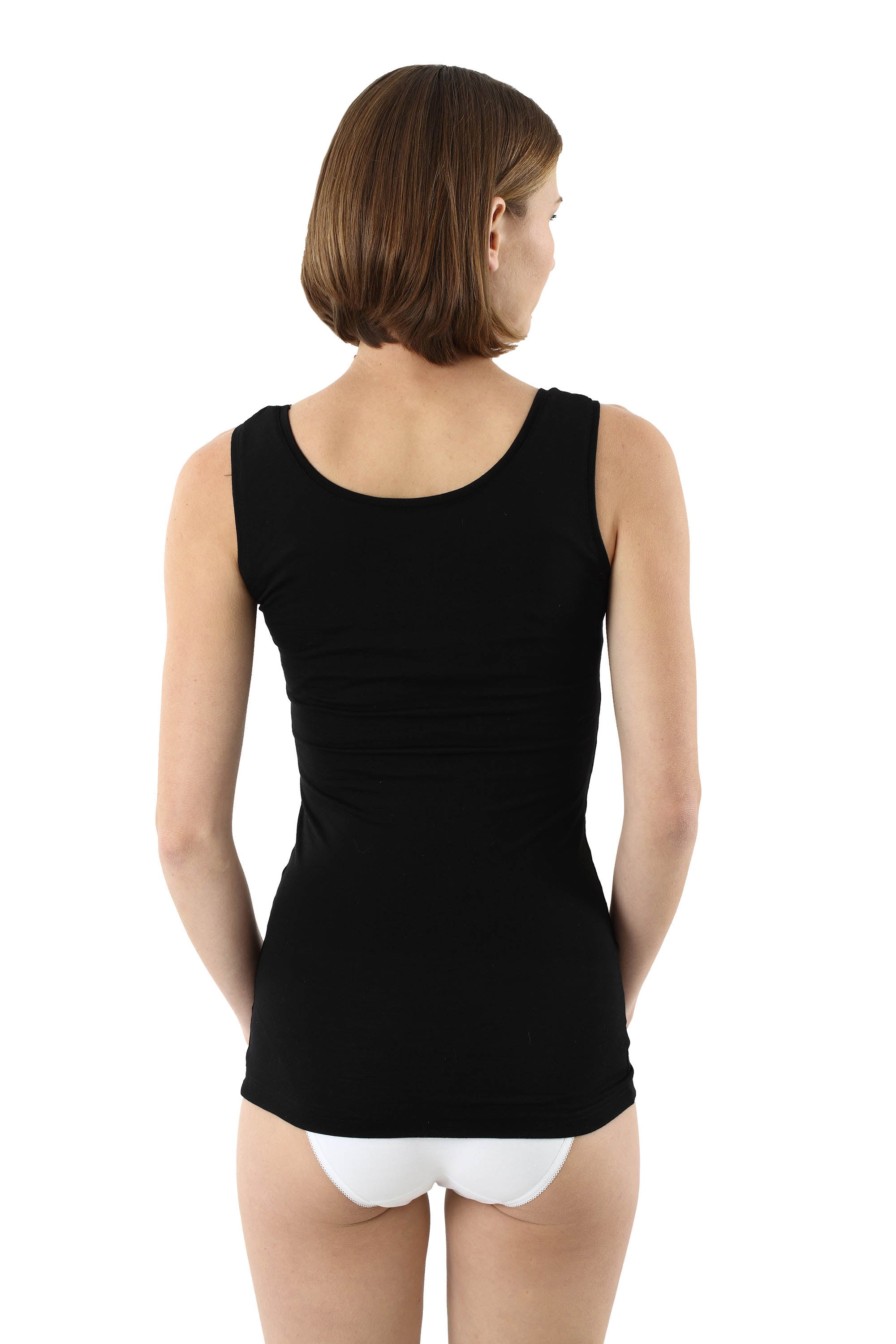 Damen Unterhemd schwarz ohne Arm Micromodal