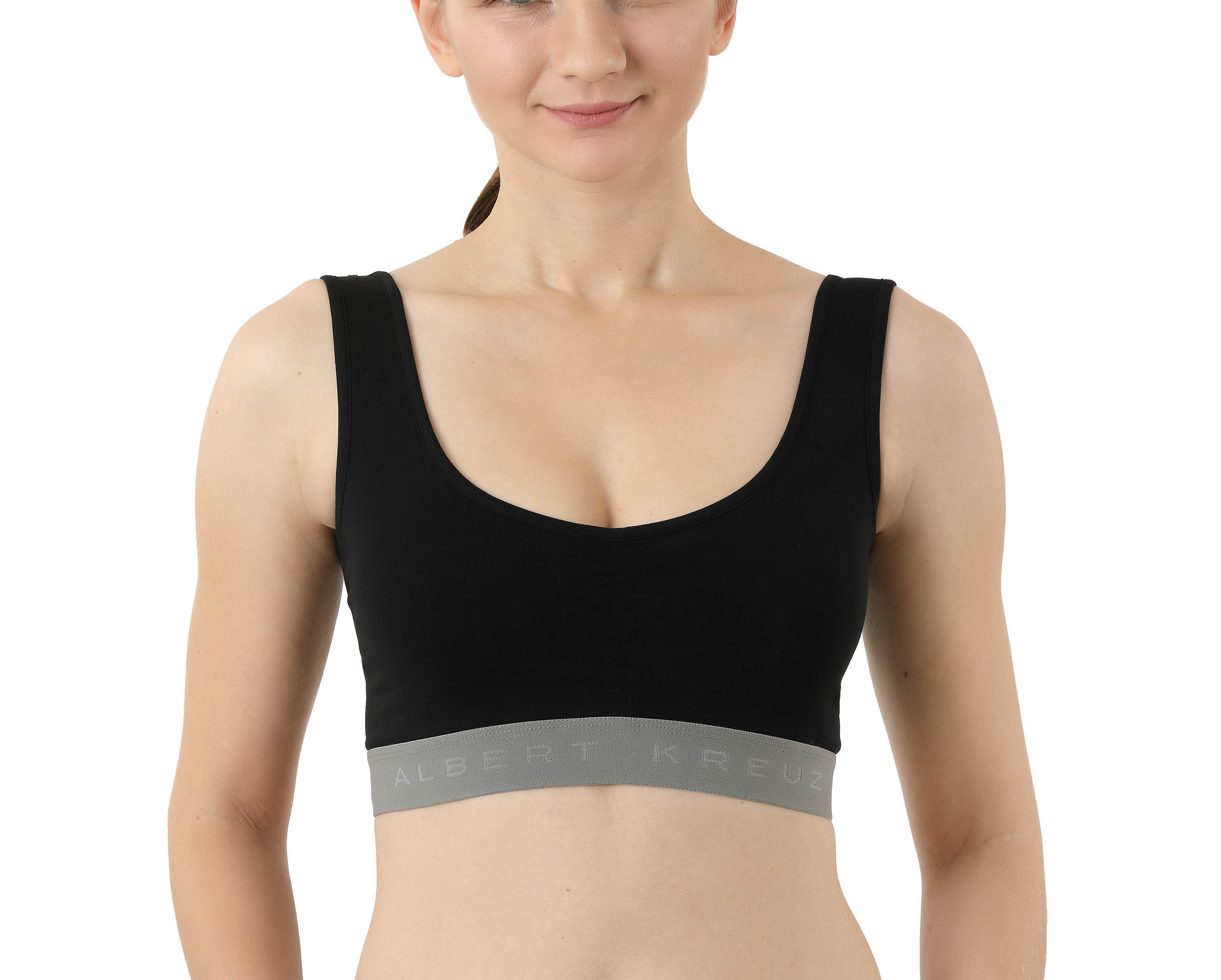 Sport-Bustier BH-Top Bio Stretchbaumwolle schwarz