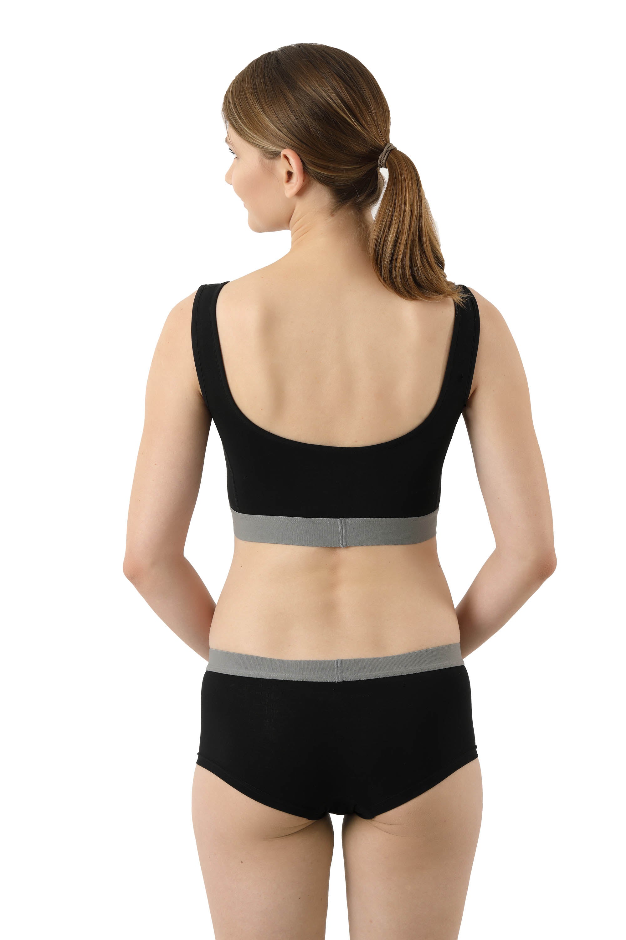 Sport-Bustier BH-Top Bio Stretchbaumwolle schwarz