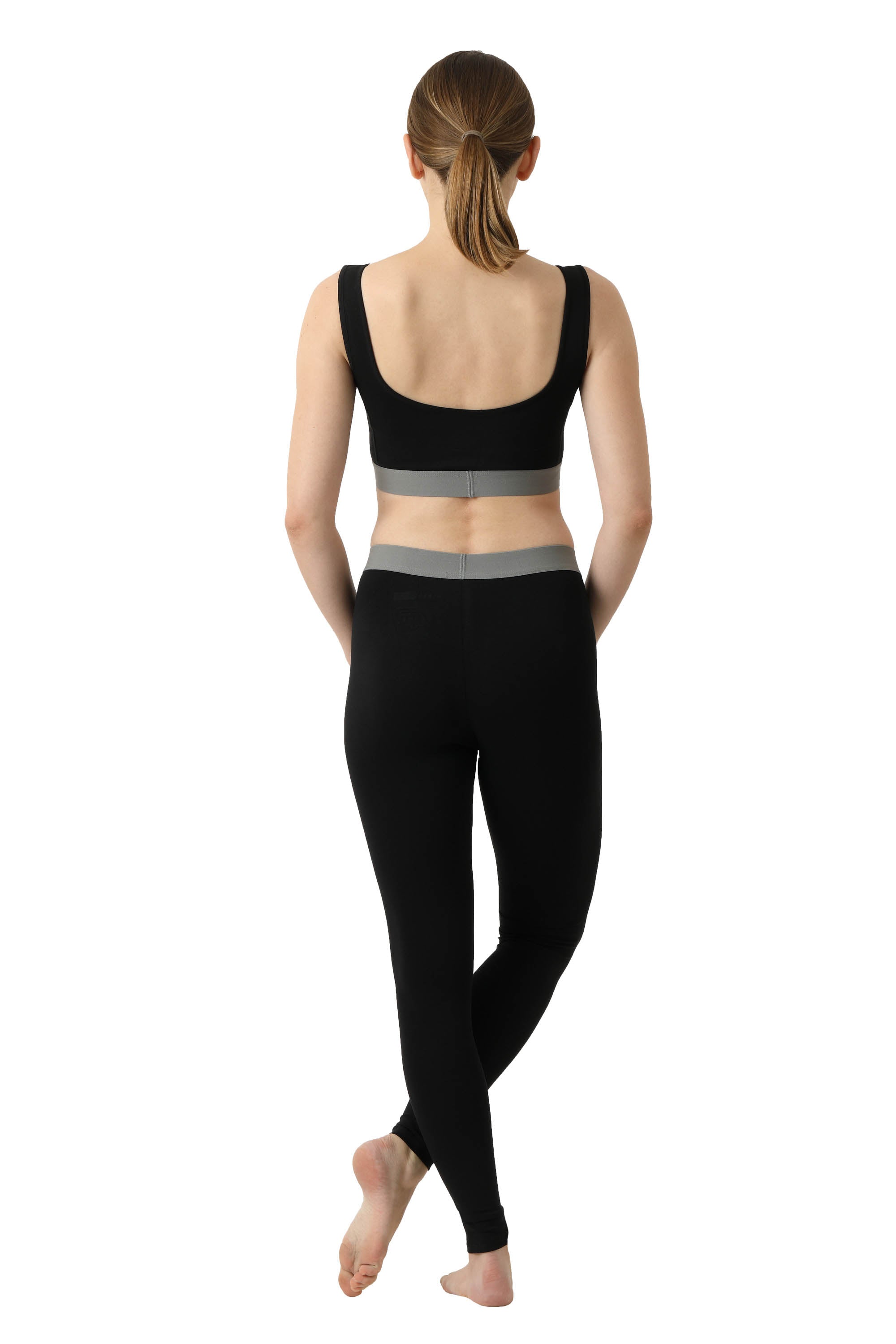 Sport-Bustier BH-Top Bio Stretchbaumwolle schwarz