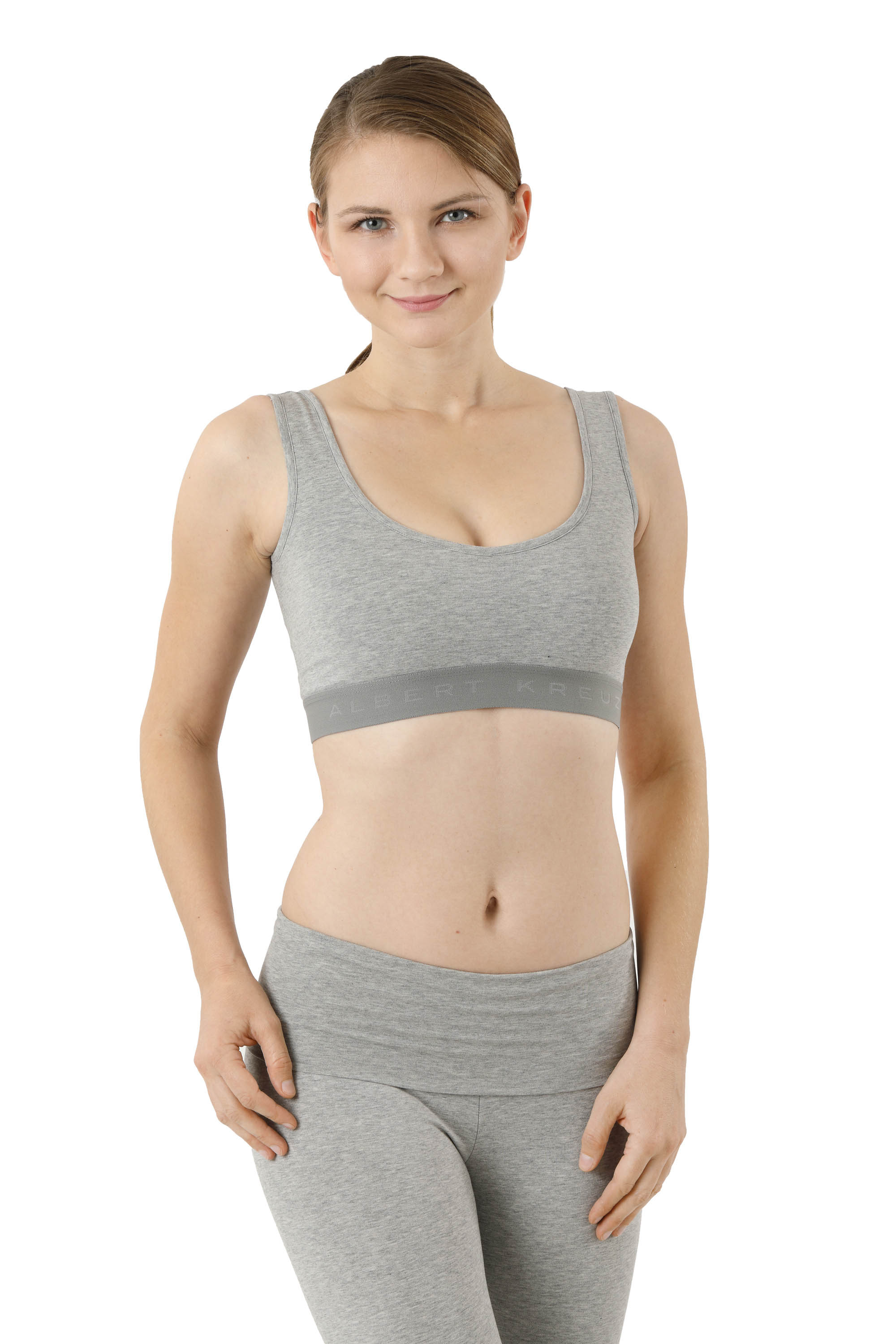Sport-Bustier BH-Top Bio Stretchbaumwolle grau