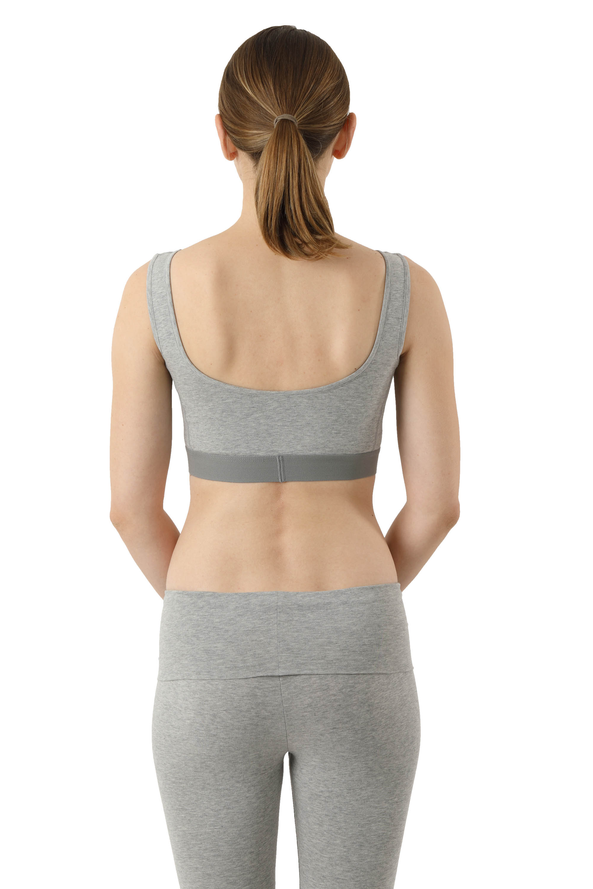 Sport-Bustier BH-Top Bio Stretchbaumwolle grau