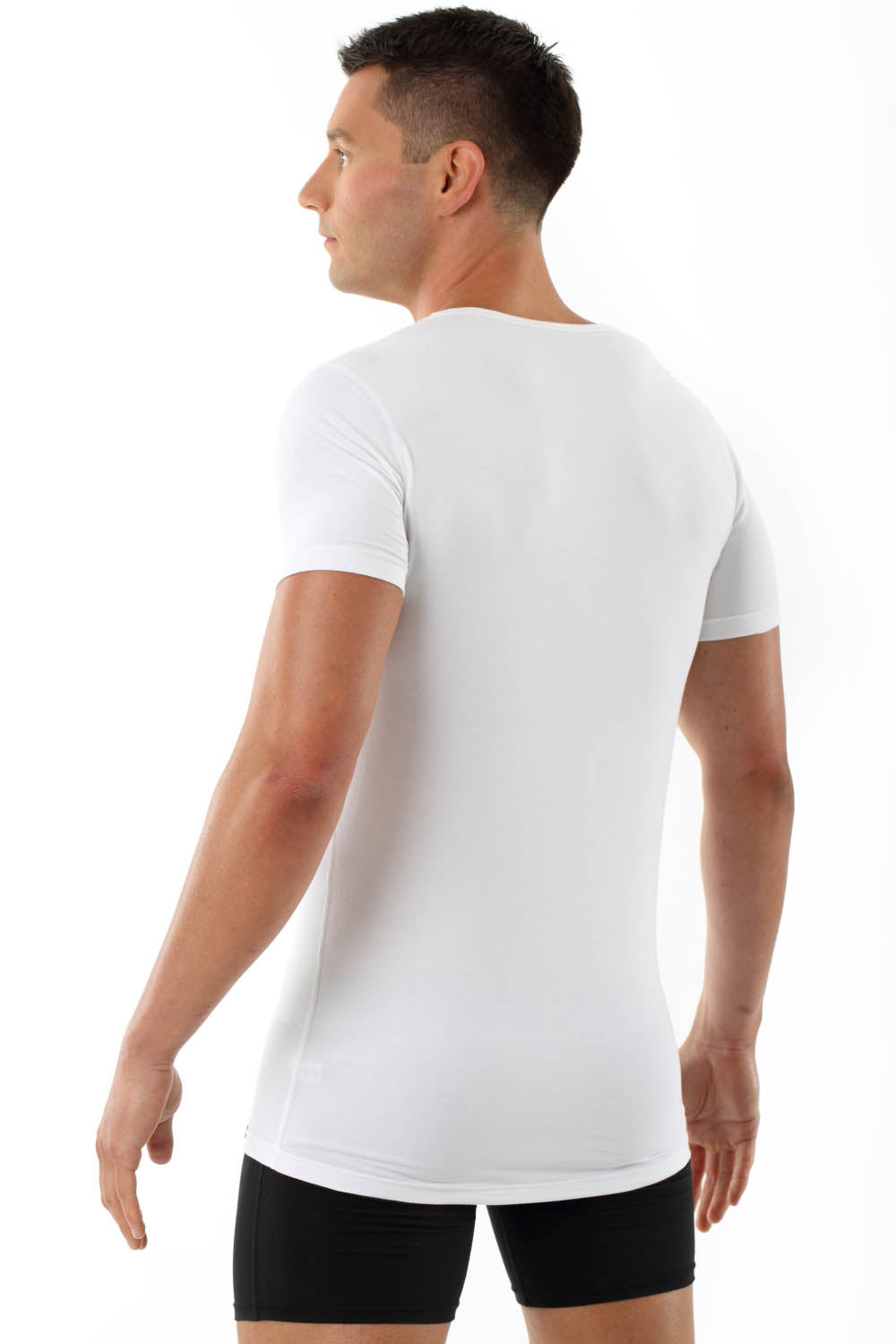 Herren Unterhemd deep-v-neck-shirt weiß
