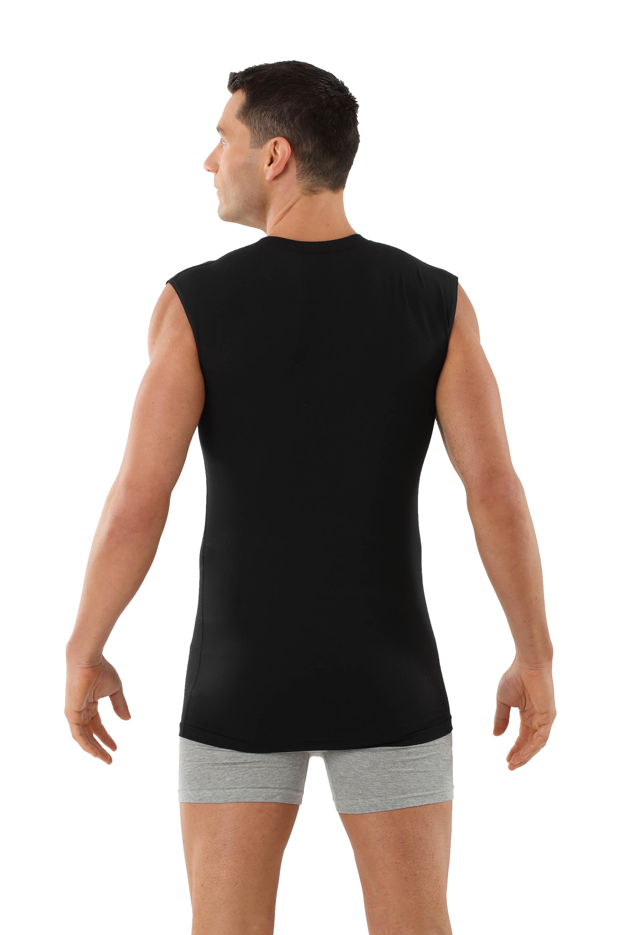Herren Unterhemd Unterzieh-Shirt ohne Arm Schwarz