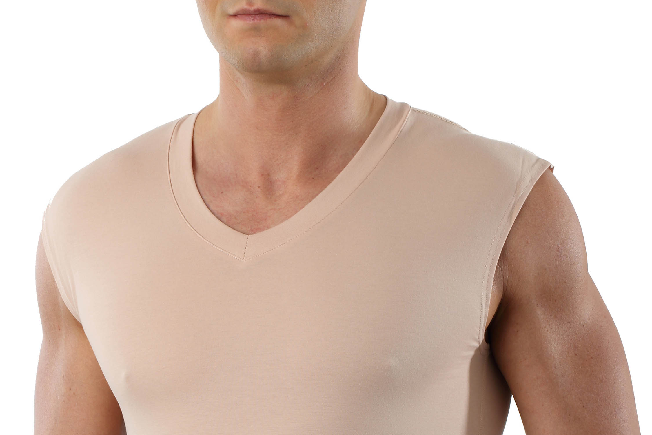 Herren Unterhemd unsichtbar V-Ausschnitt ohne Arm Micromodal light