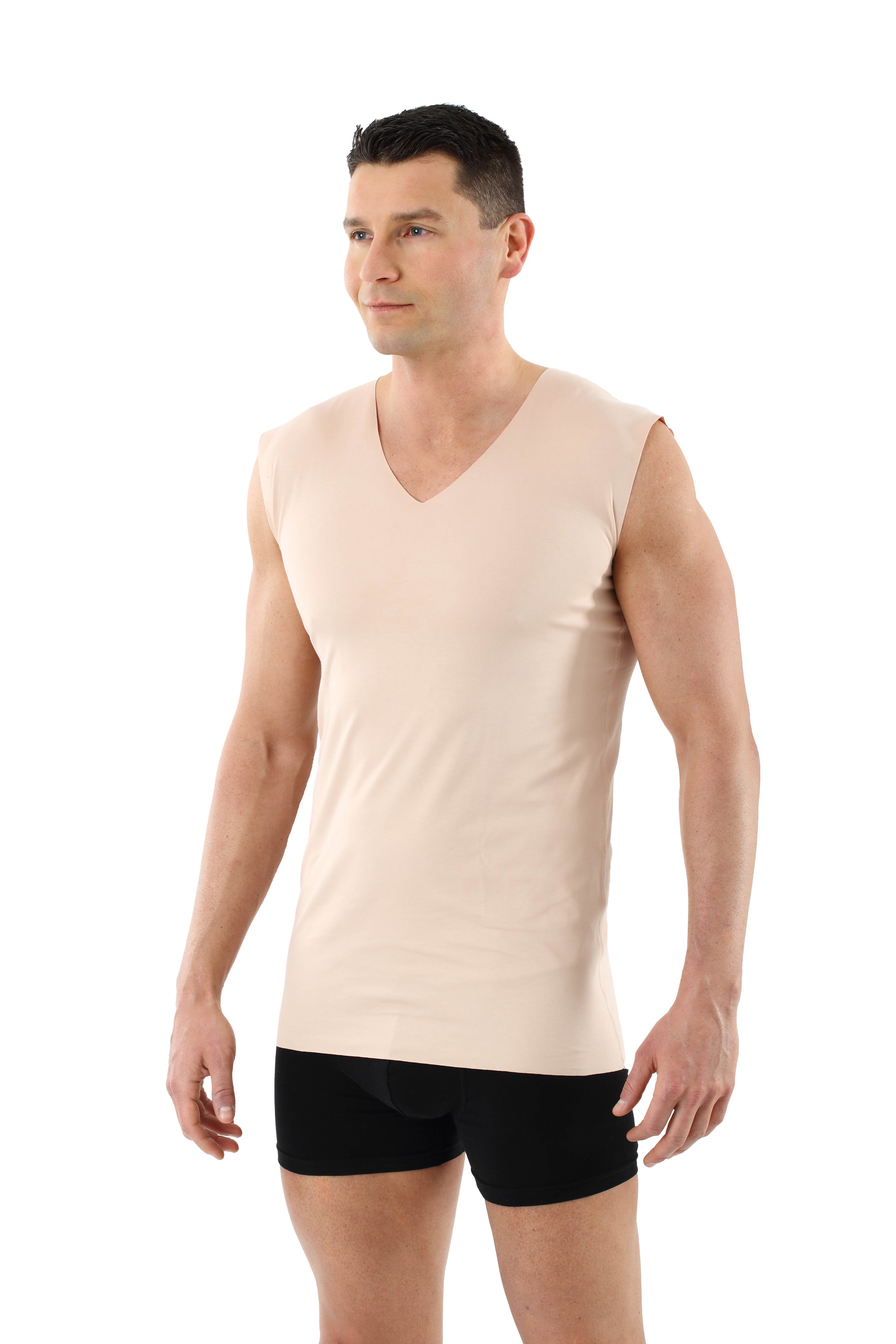 Herren Unterhemd unsichtbar Lasercut ohne Saum Clean Cut V-Ausschnitt ohne Arm