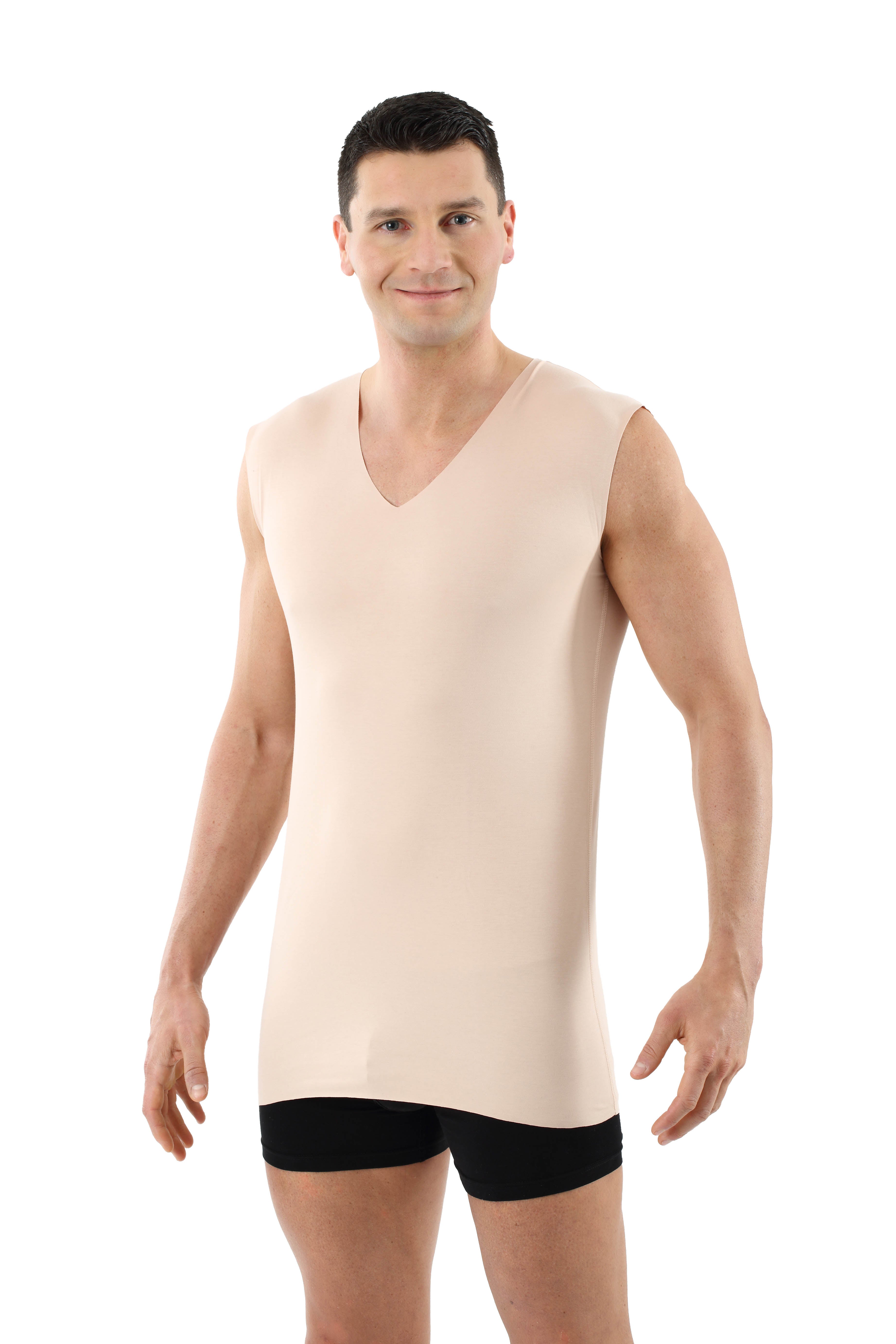 Herren Unterhemd unsichtbar Lasercut ohne Saum Clean Cut V-Ausschnitt ohne Arm