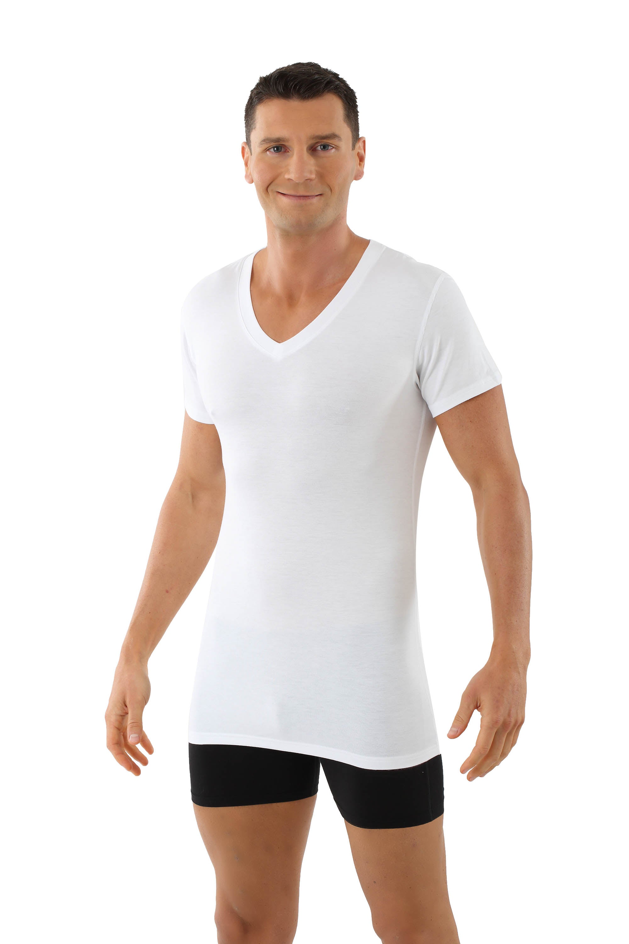 Herren Unterhemd-Light V-Kurzarm Weiss Stuttgart