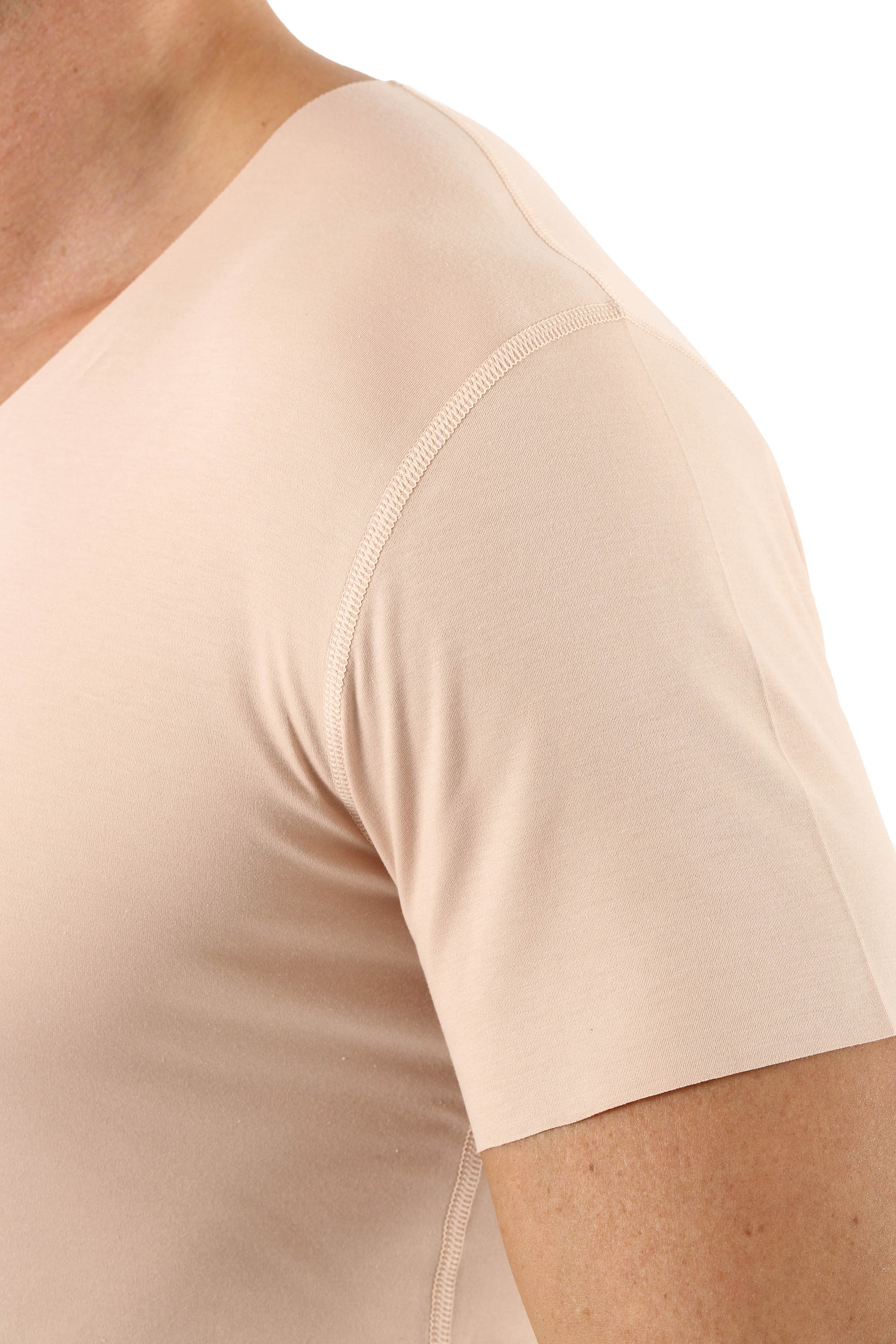 Herren Unterhemd unsichtbar Lasercut ohne Saum Clean Cut Deep-V Kurzarm