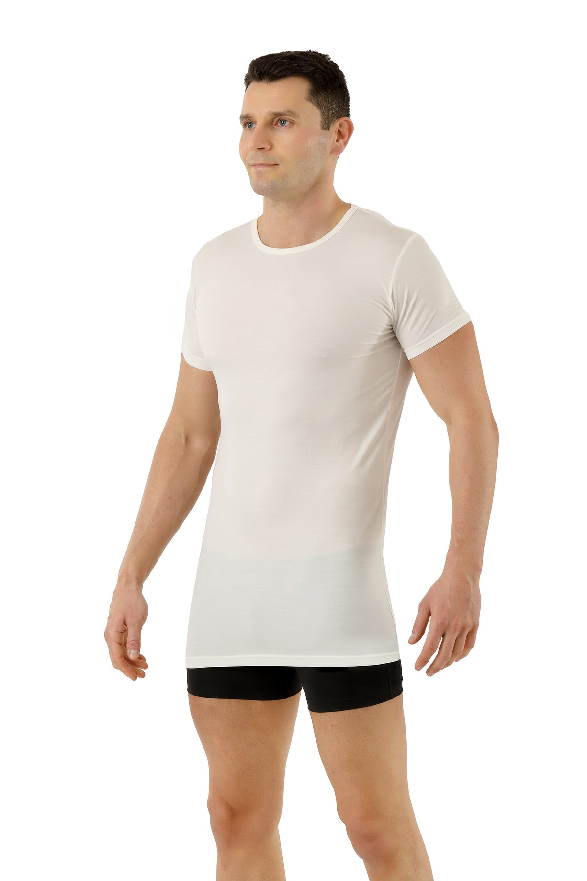 Maillot de corps col rond Manches courtes Homme · Performance Mérinos-TENCEL™ Auckland Écru