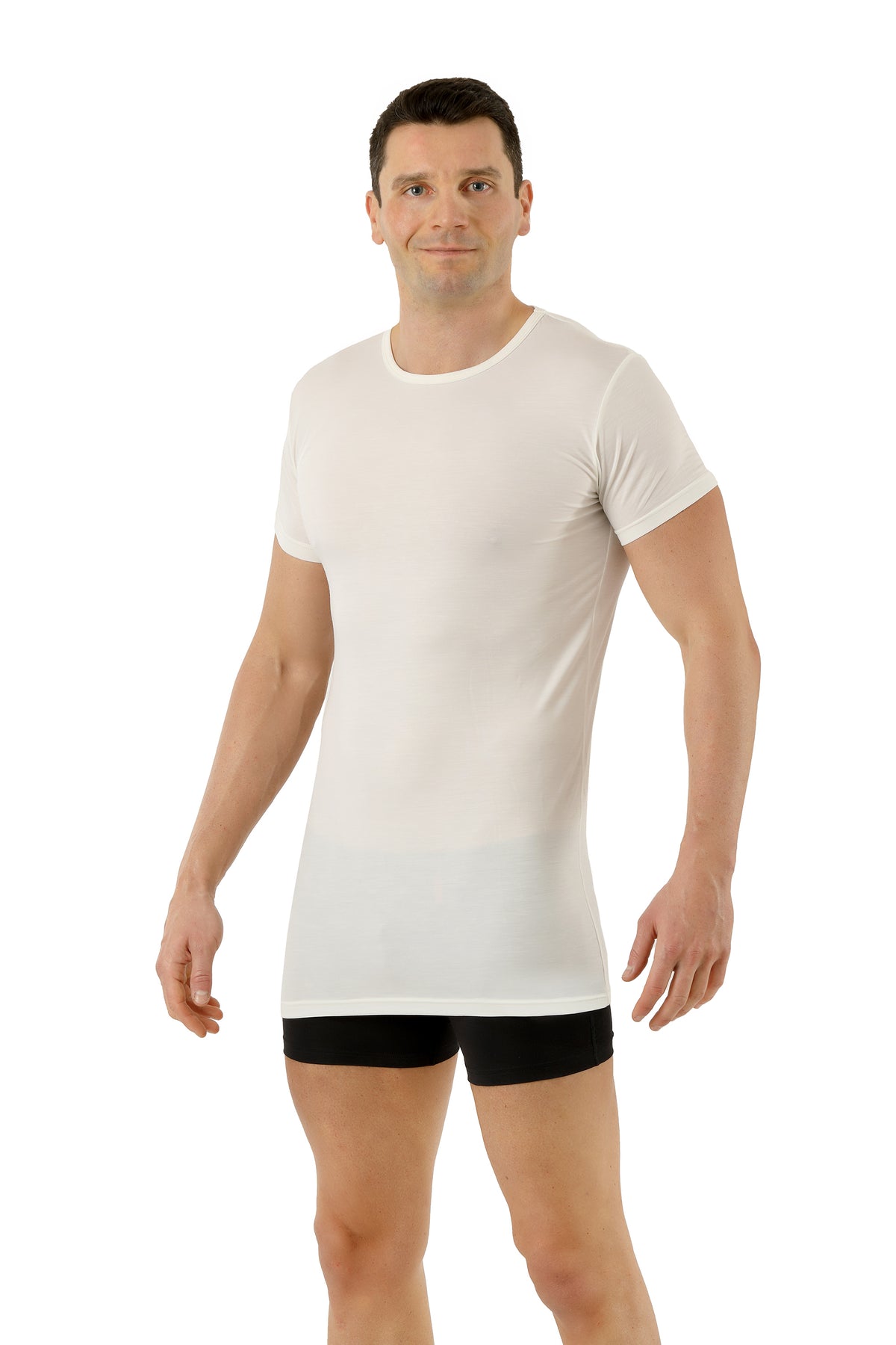 Maillot de corps col rond Manches courtes Homme · Performance Mérinos-TENCEL™ Auckland Écru
