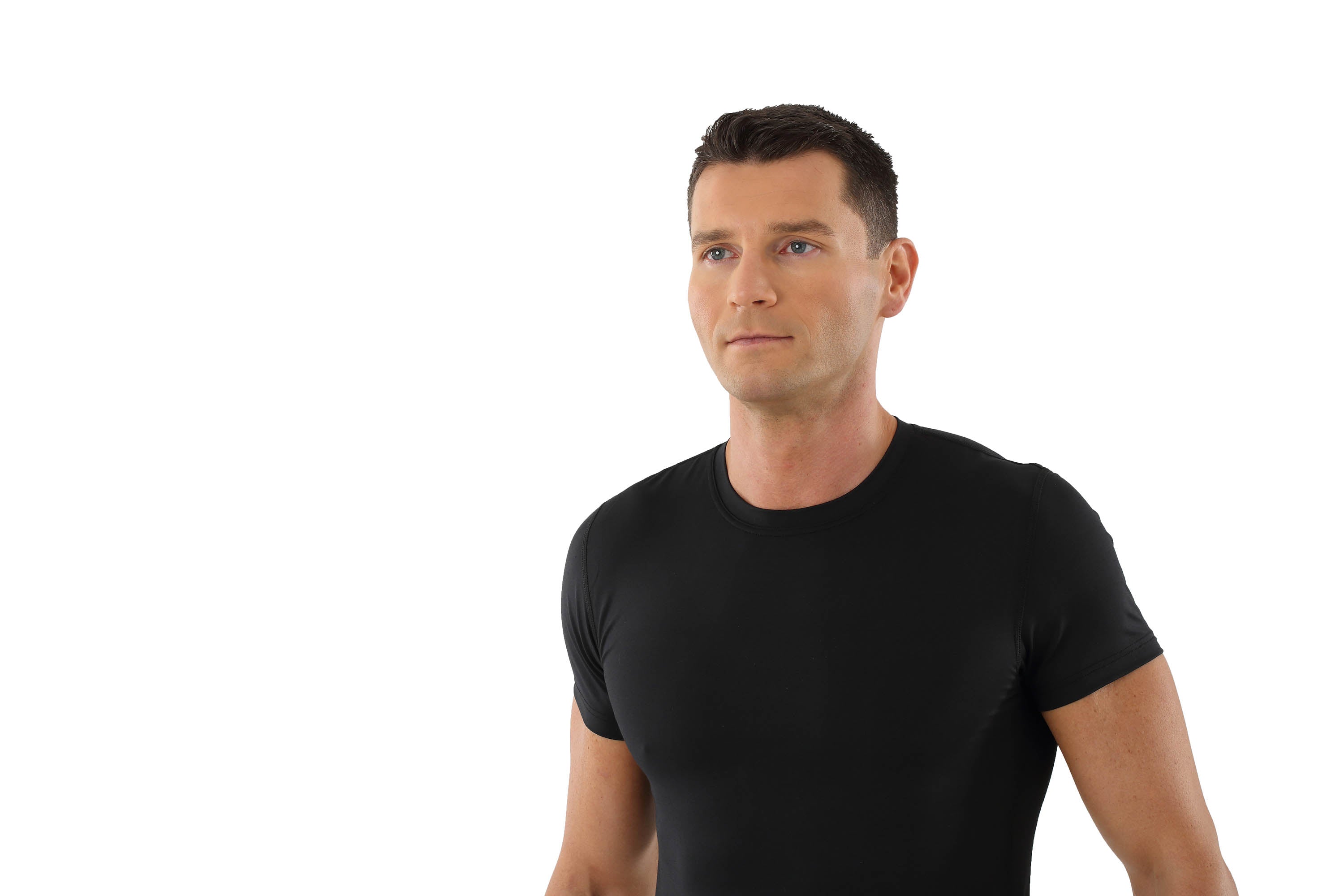 Unterhemd T-Shirt extra lang Micromodal schwarz Kurzarm Rundausschnitt