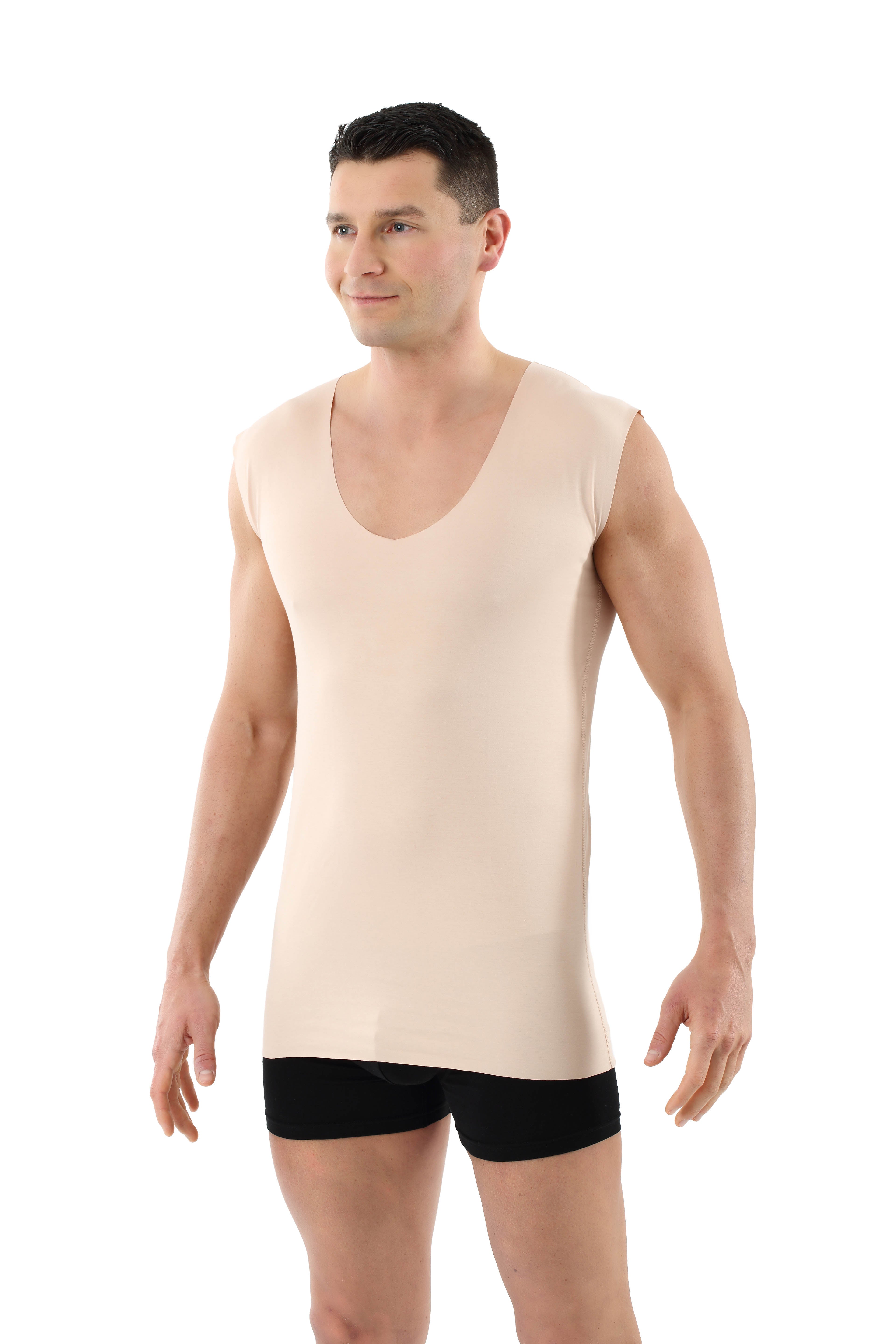 Herren Unterhemd unsichtbar Lasercut ohne Saum Clean Cut Deep-V ohne Arm