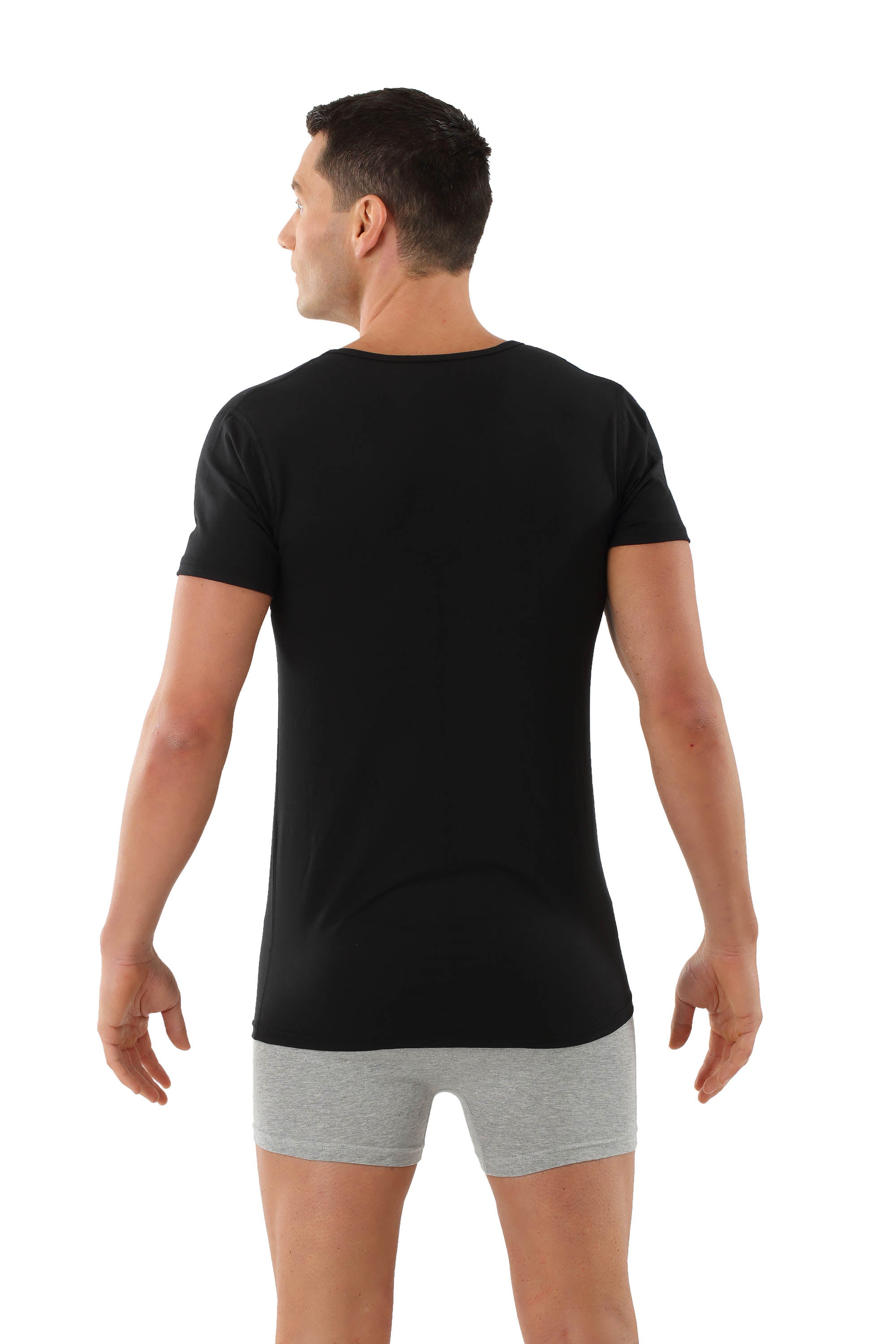 Deep-V-Neck-Shirt, Unterzieh-Shirt Schwarz