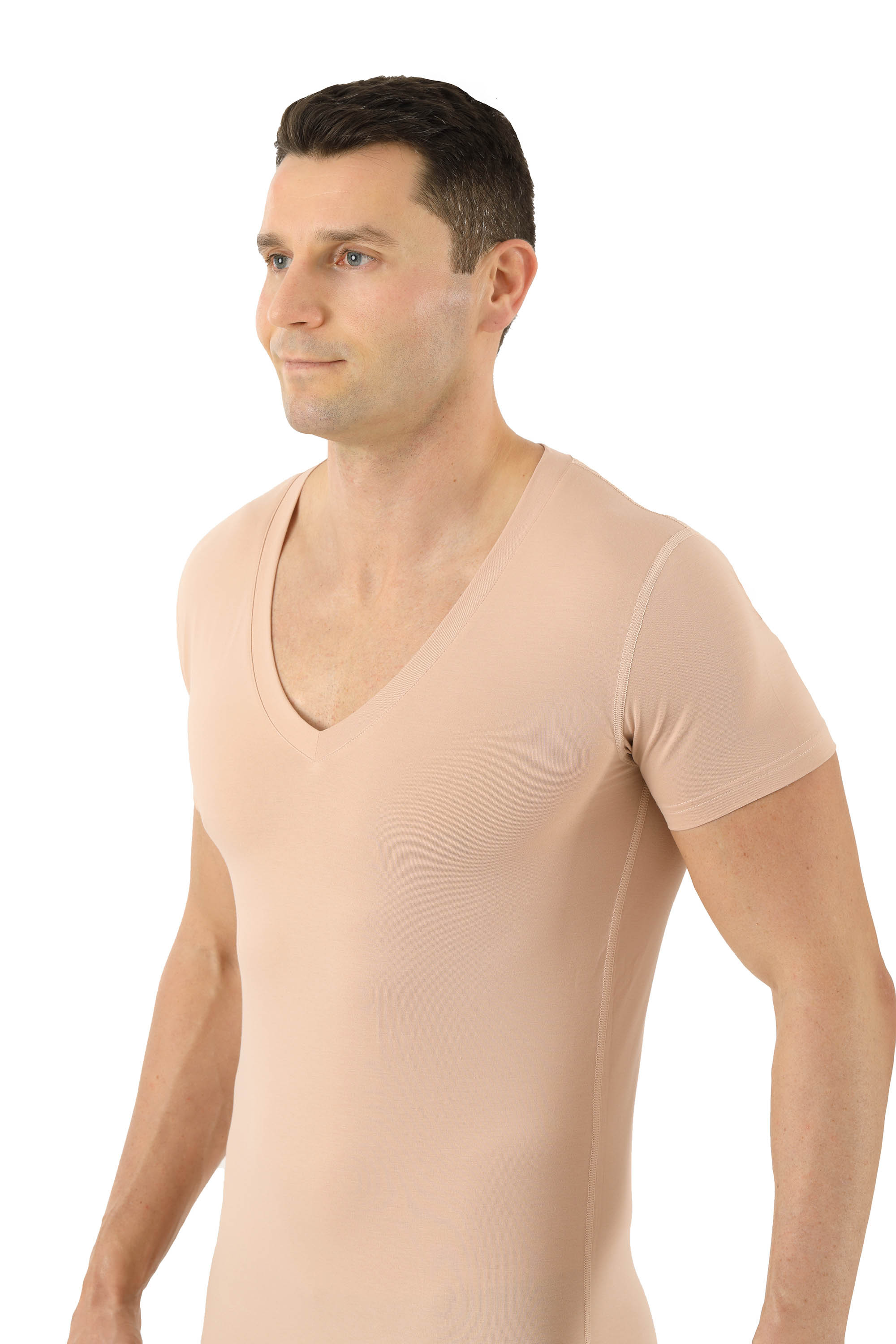 Funktionsunterhemd Deep-V Kurzarm Hautfarbe