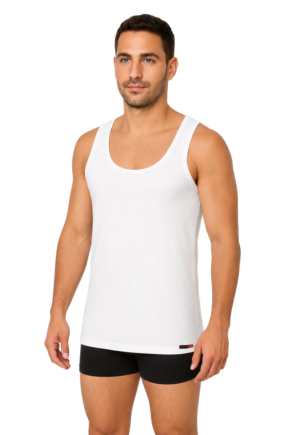 Herren Träger-Unterhemd Weiß 100% Bio-Baumwolle Feinripp