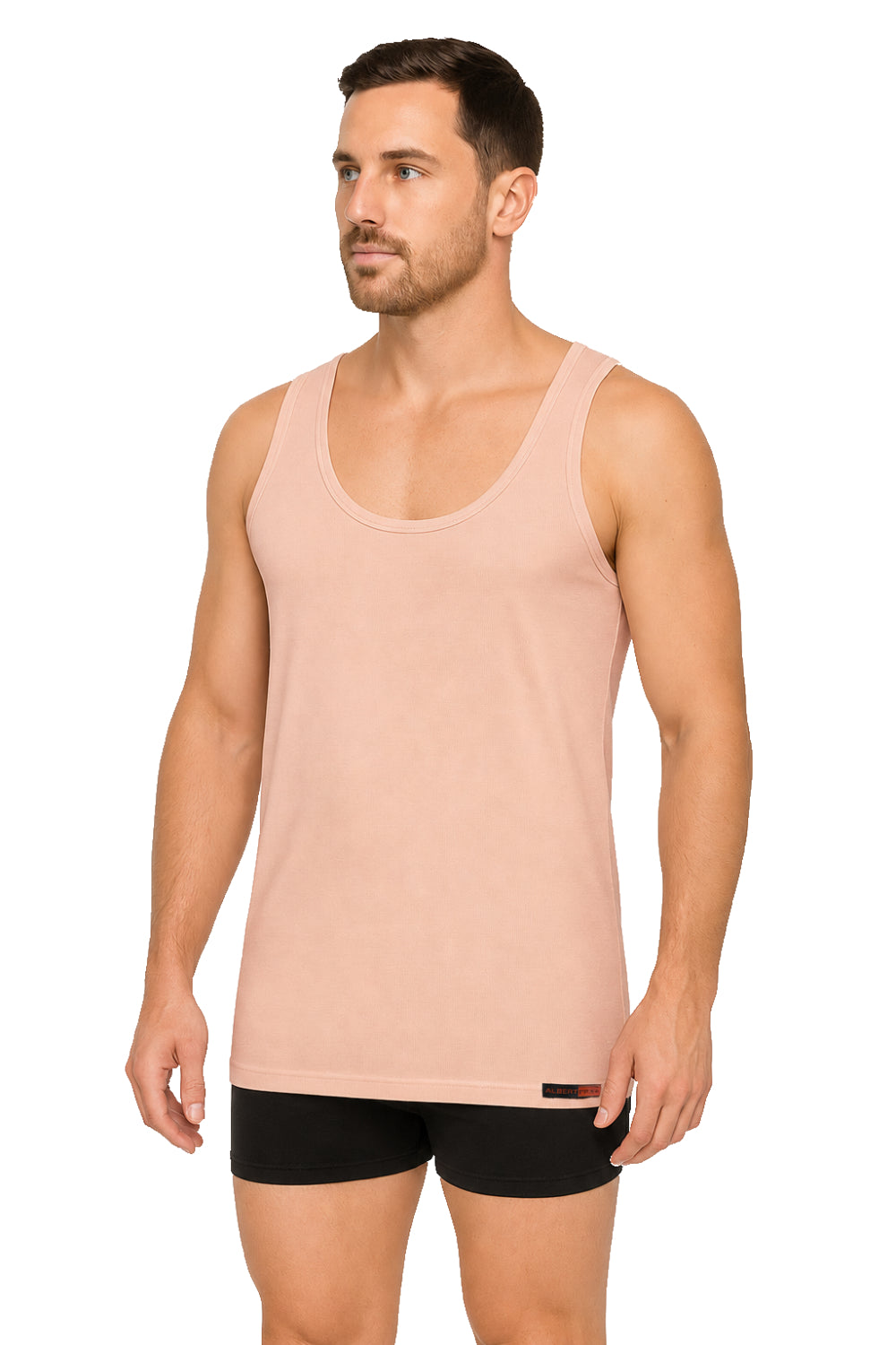 Herren Träger-Unterhemd Beige 100% Bio-Baumwolle Feinripp