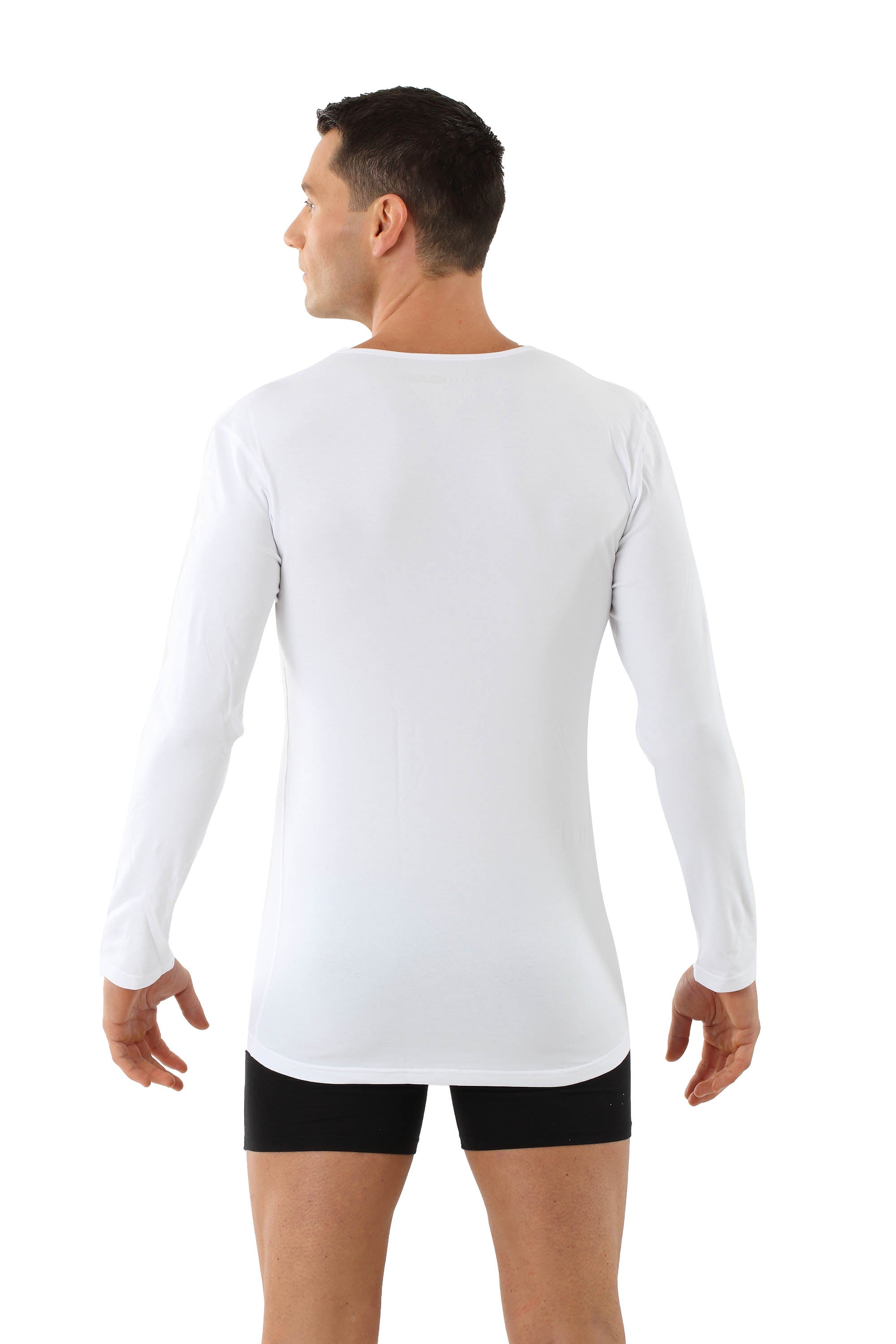 Herren Langarm-Unterhemd Bio-Baumwolle weiss