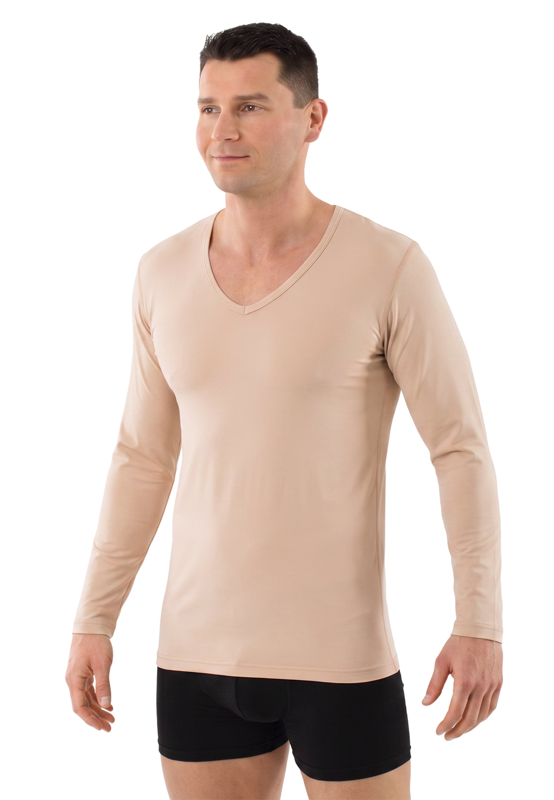 Maillot de corps invisible manches longues en coton stretch bio