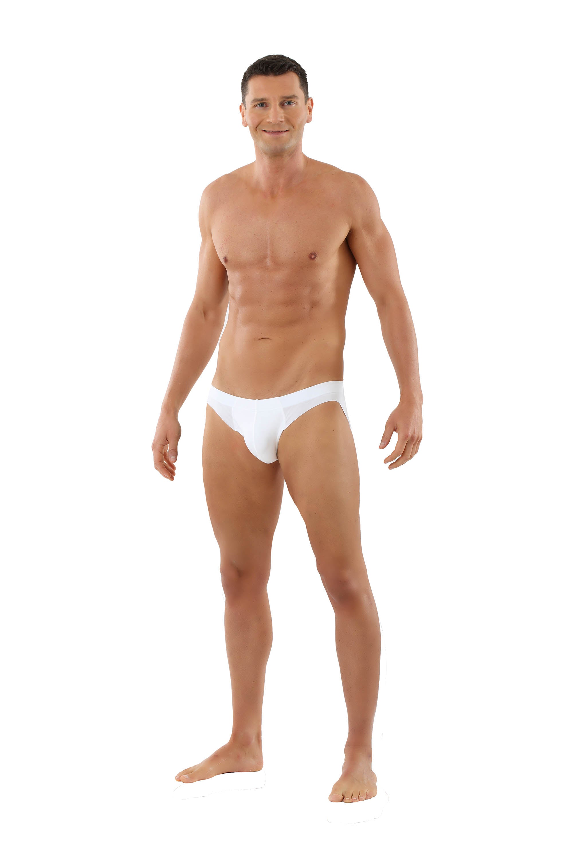 Herren Slips Lasercut ohne Saum Clean Cut Baumwolle Elastan weiß