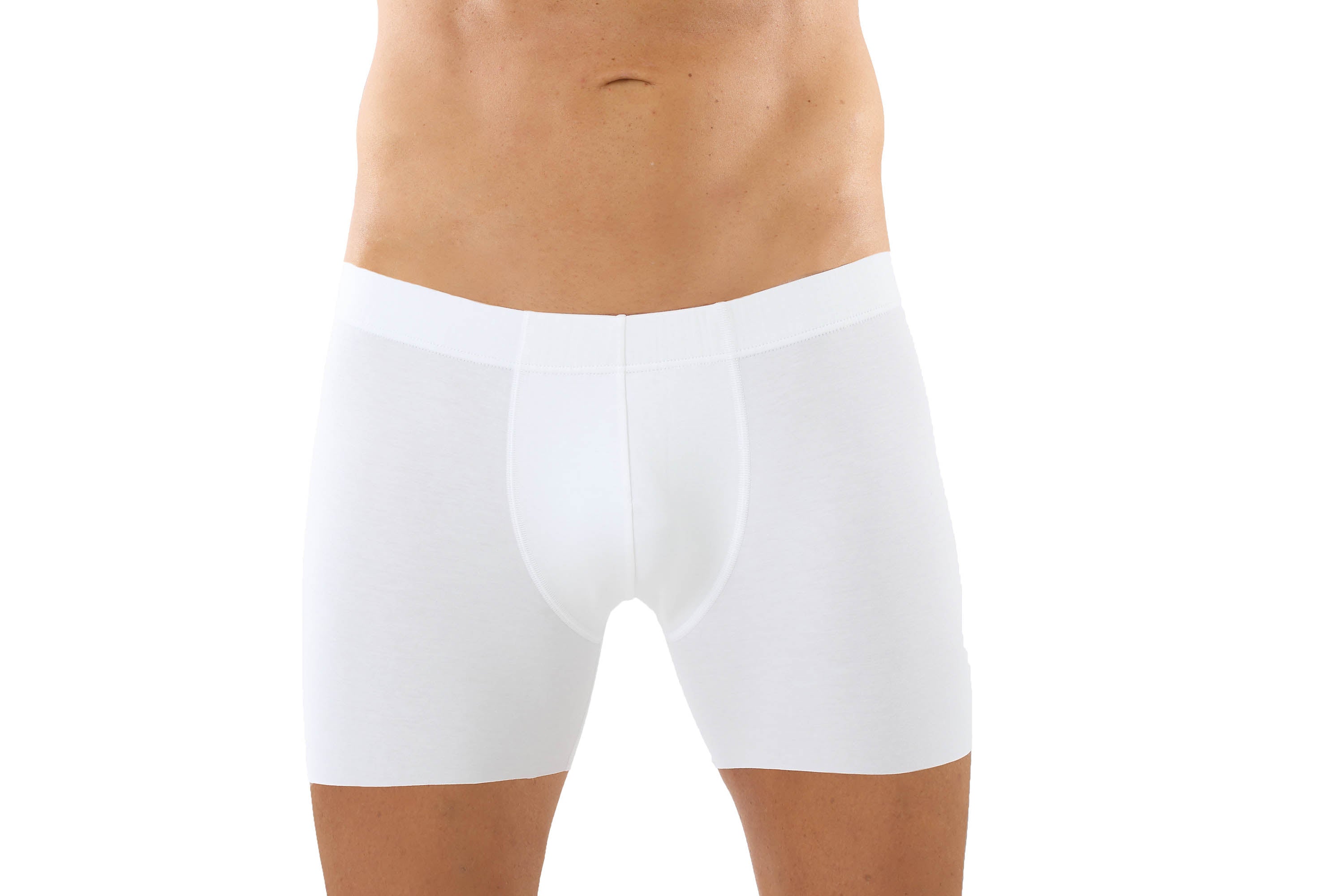 Herren Retroshorts Lasercut ohne Saum Clean Cut Baumwolle Elastan weiß
