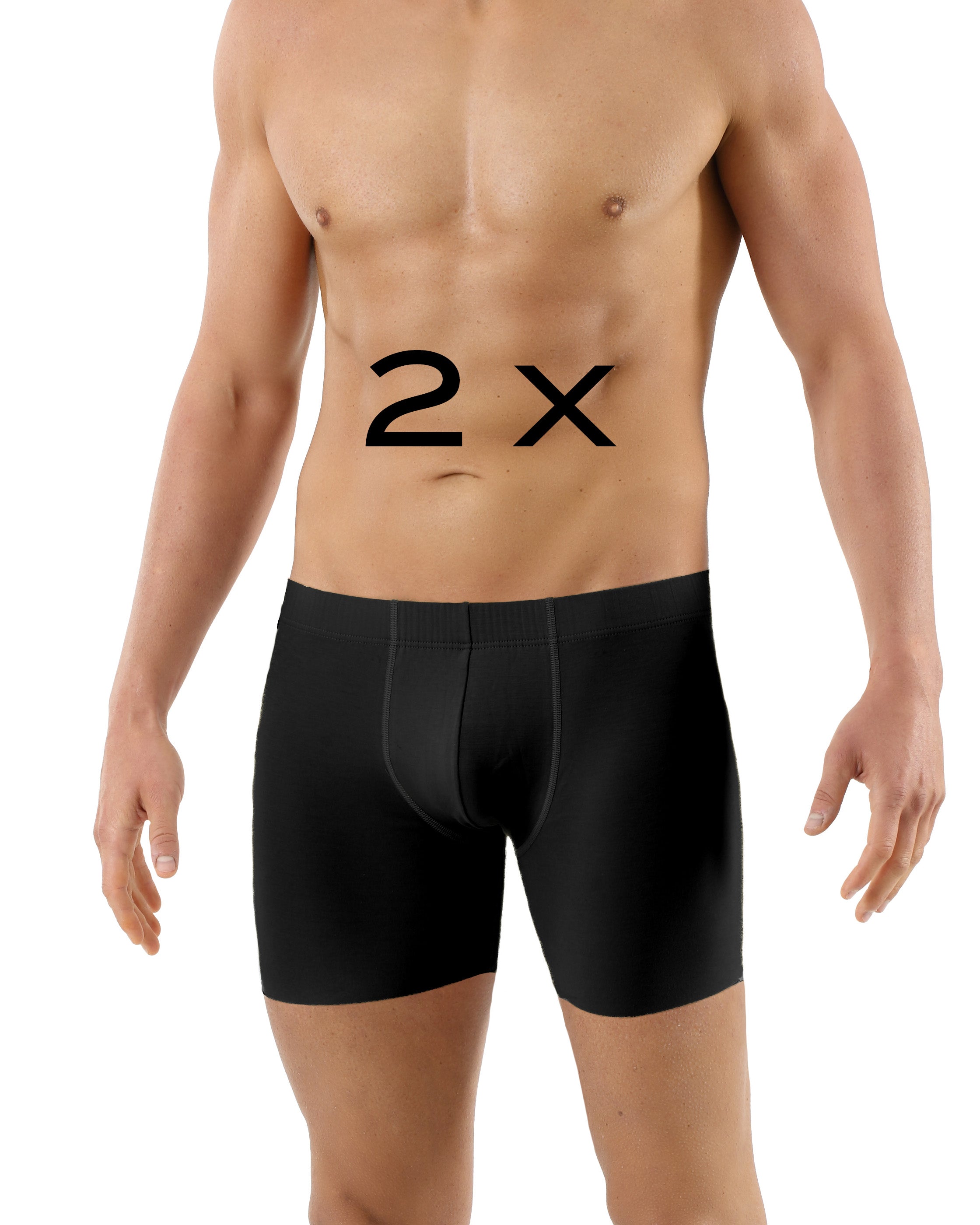 2-Pack Herren Retroshorts Lasercut ohne Saum Clean Cut Baumwolle Elastan schwarz