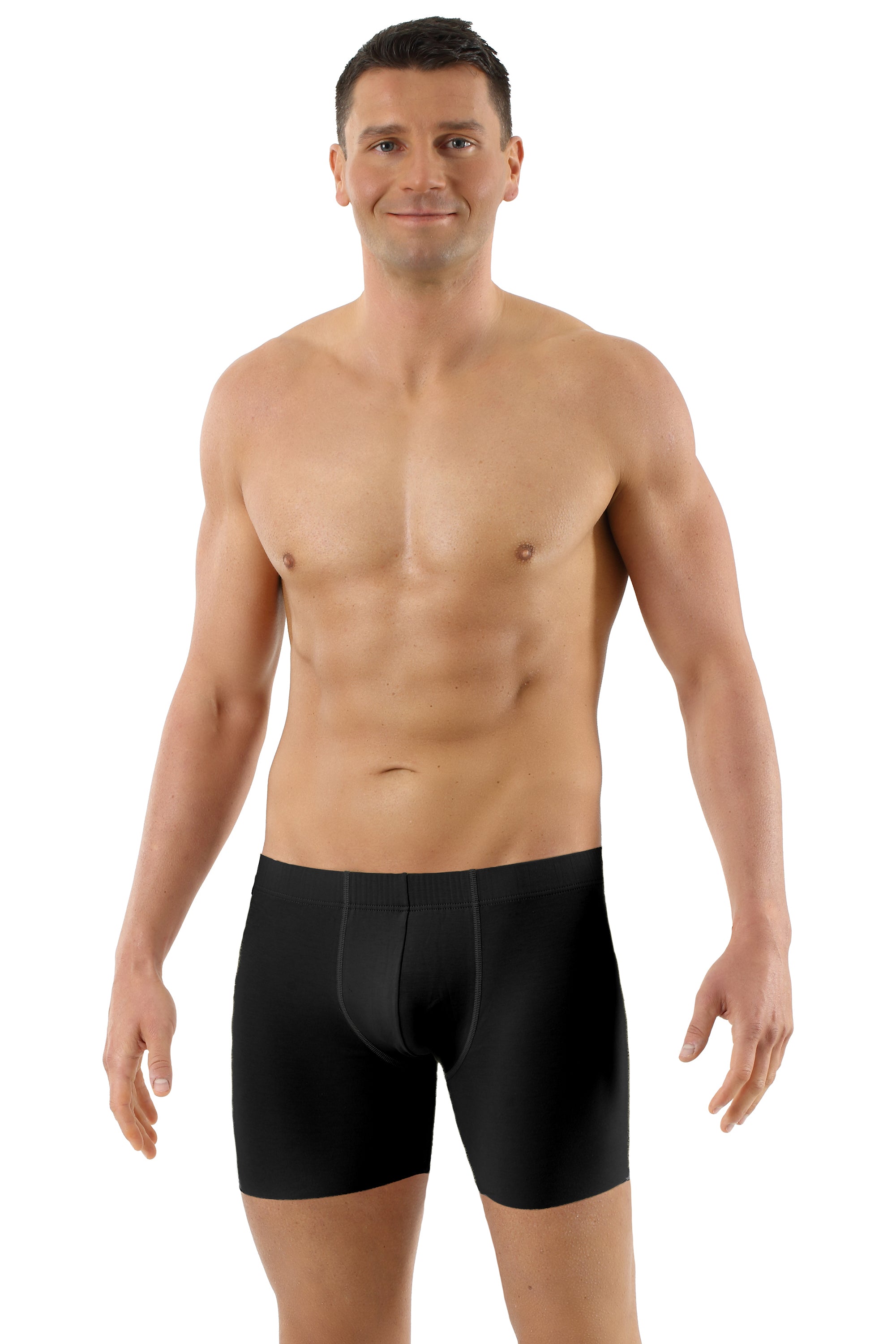 2-Pack Herren Retroshorts Lasercut ohne Saum Clean Cut Baumwolle Elastan schwarz