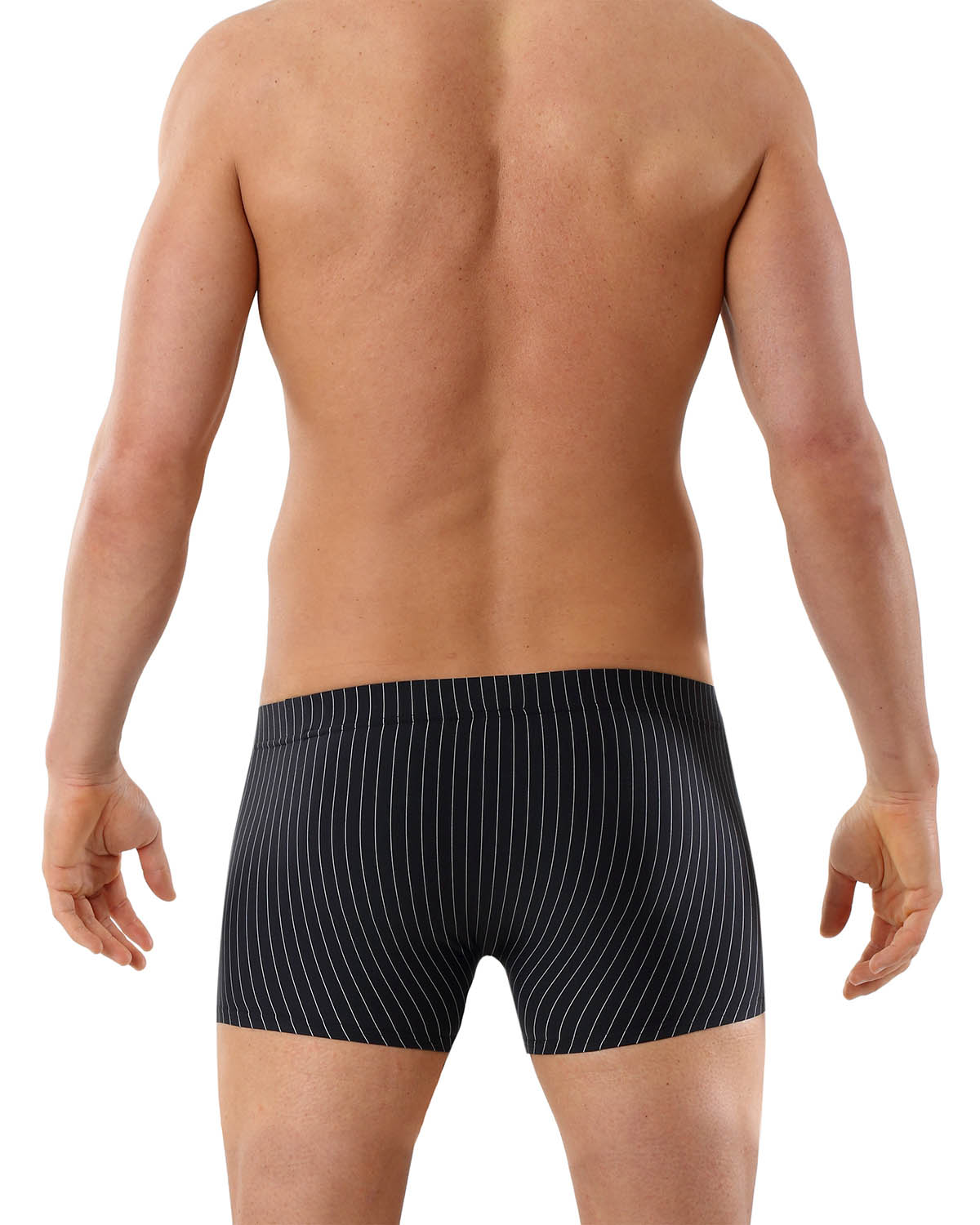 Microfaser Retro-Shorts "Business" Schwarz mit Nadelstreifen