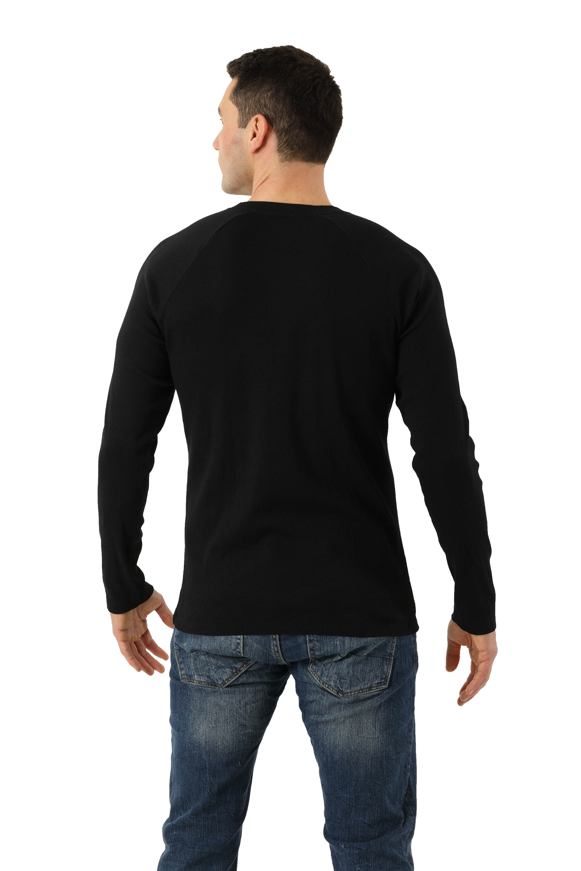 Langarmshirt Bio-Stretchbaumwolle gerippt Schwarz