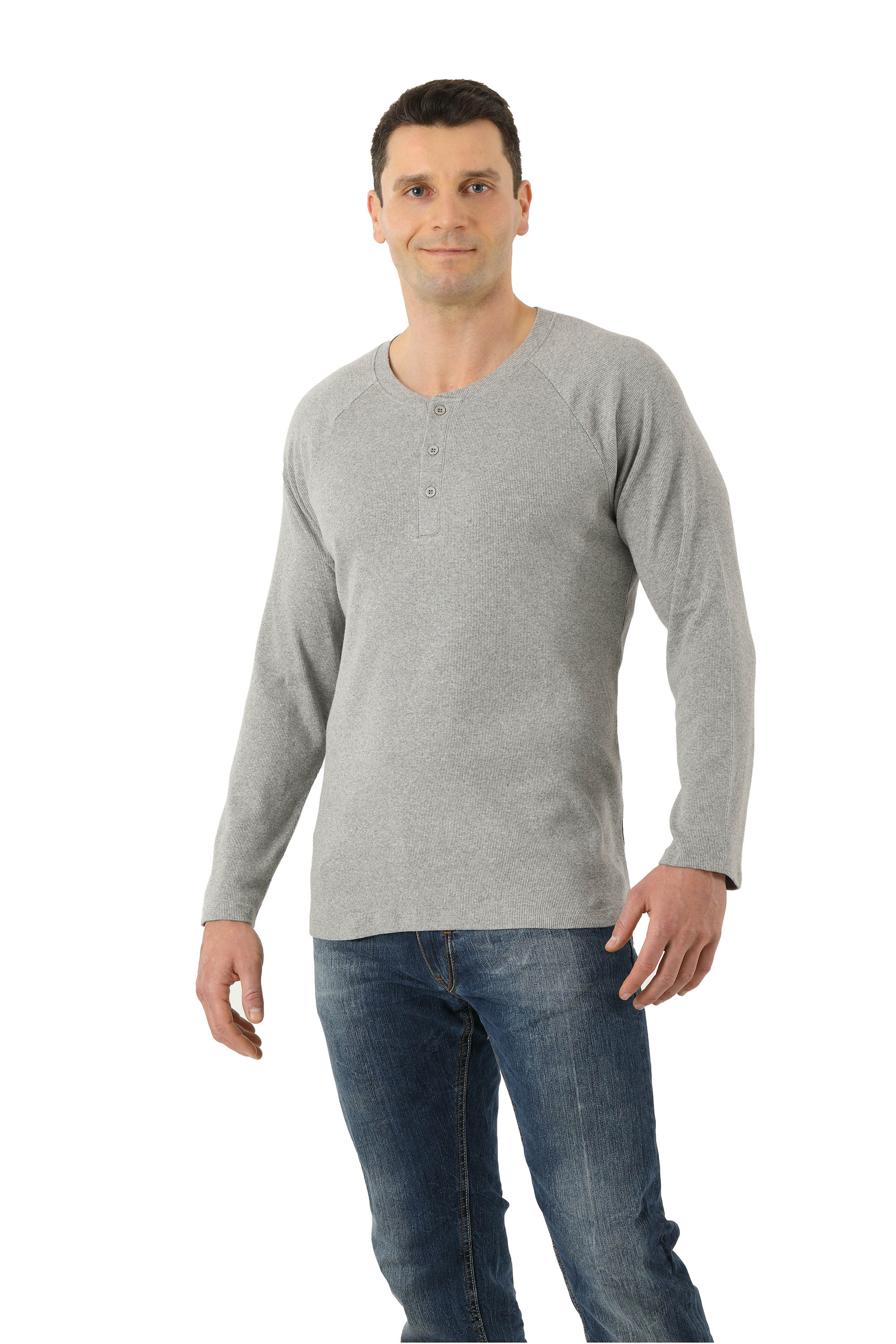 Langarmshirt Bio-Stretchbaumwolle gerippt Grau