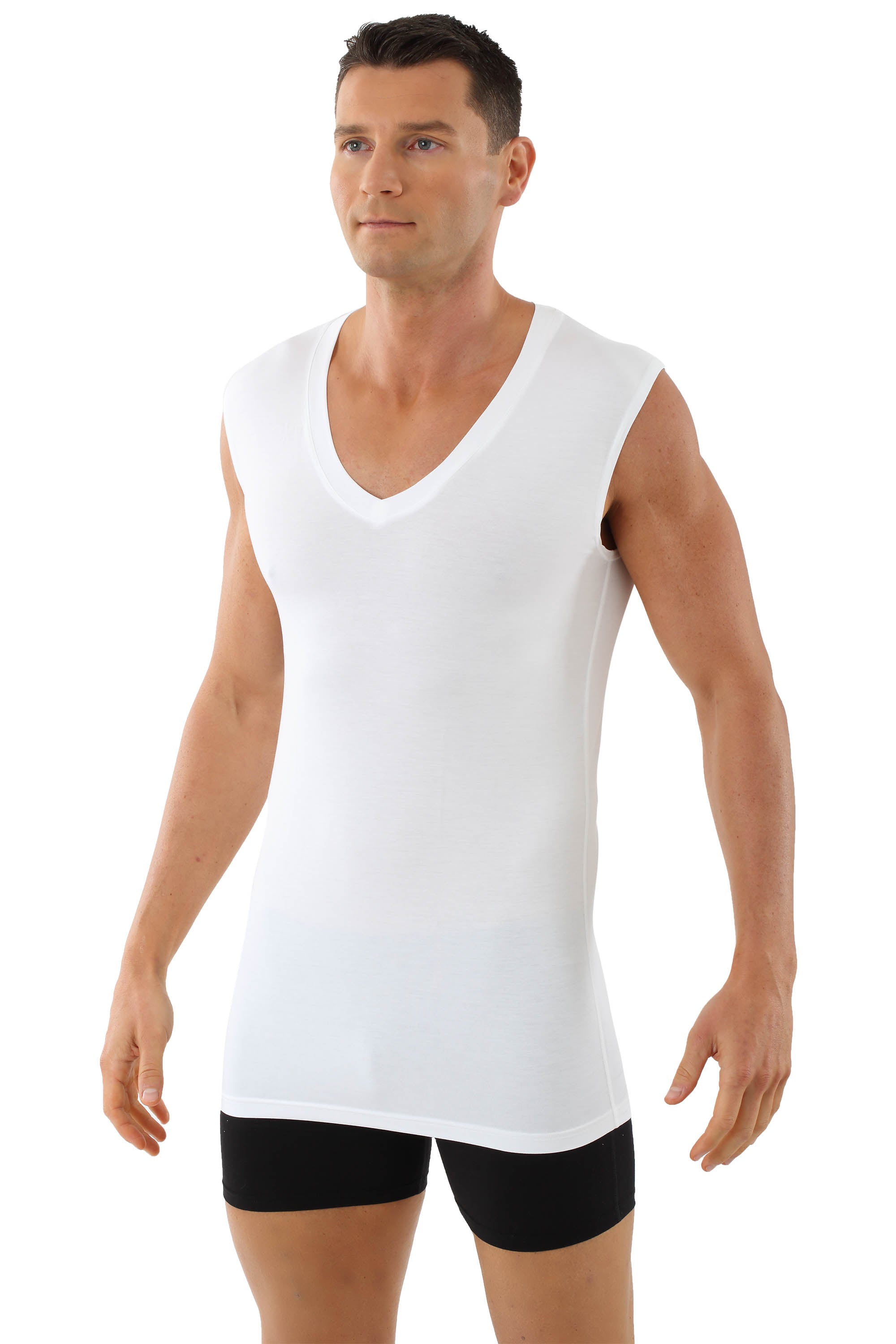 Atmungsaktives Unterhemd Deep-V-Neck ohne Arm light