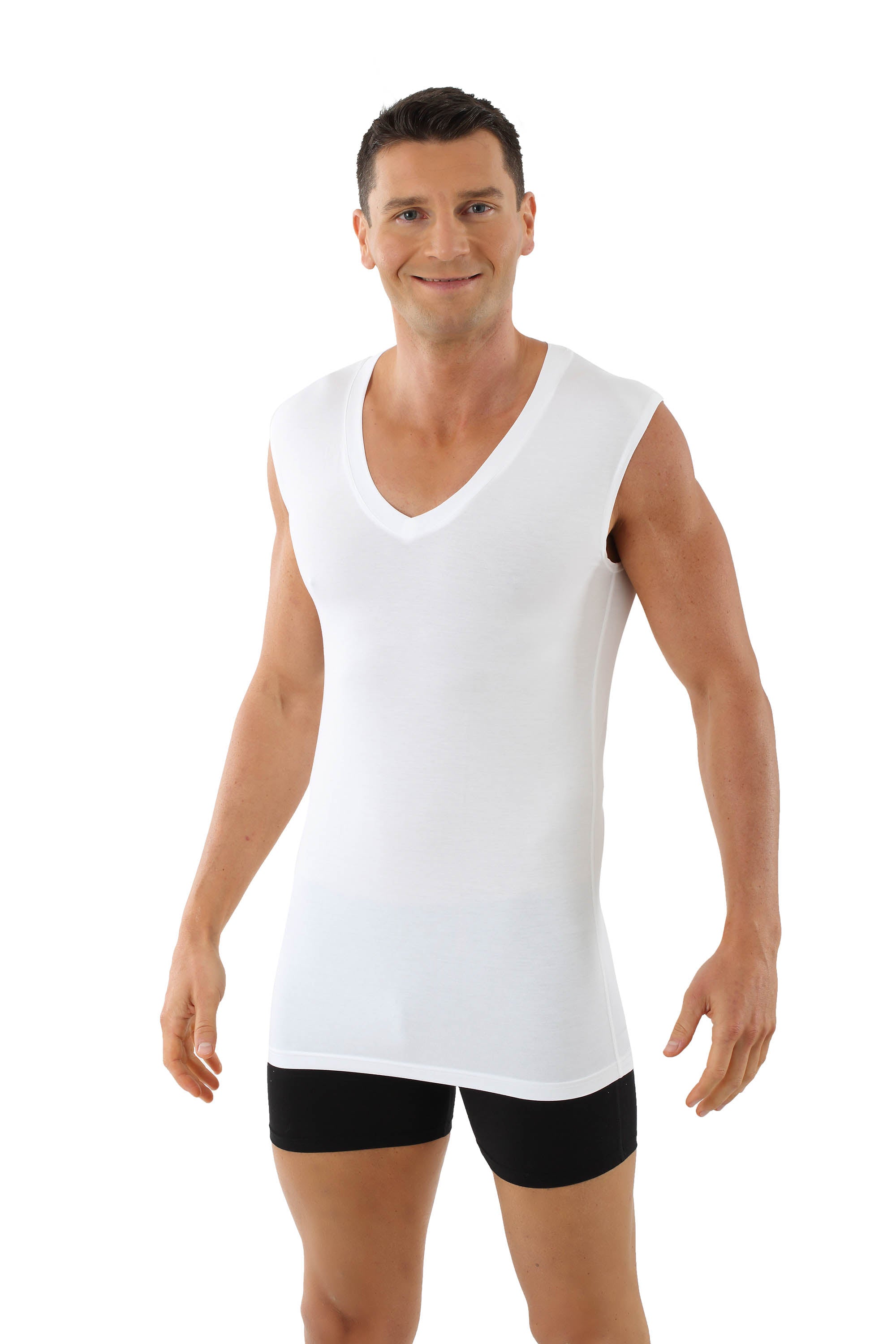 Atmungsaktives Unterhemd Deep-V-Neck ohne Arm light