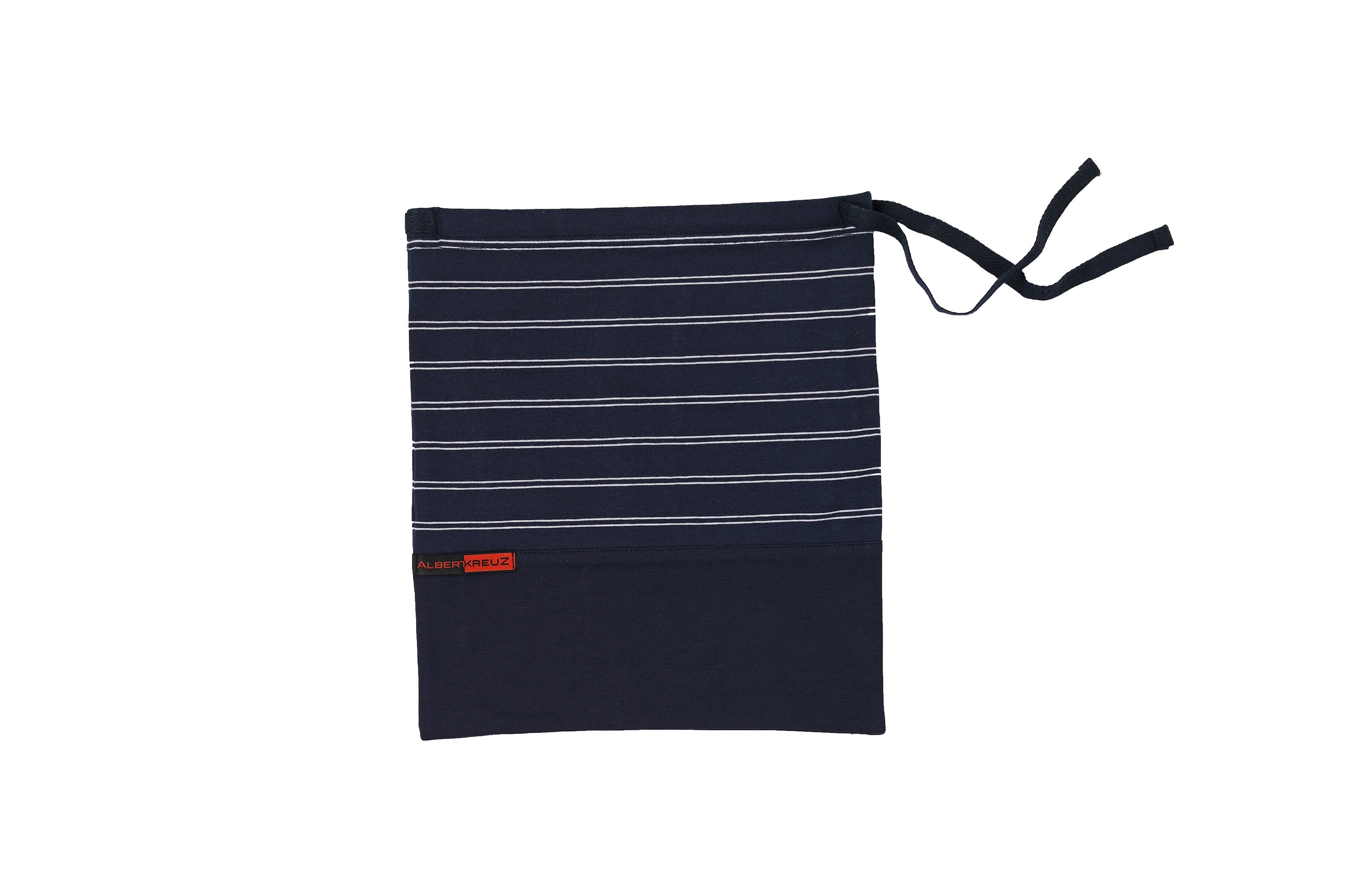 Herren Schlafanzug Langarm mit langen Hosen Stretch-Baumwolle marine - gestreift