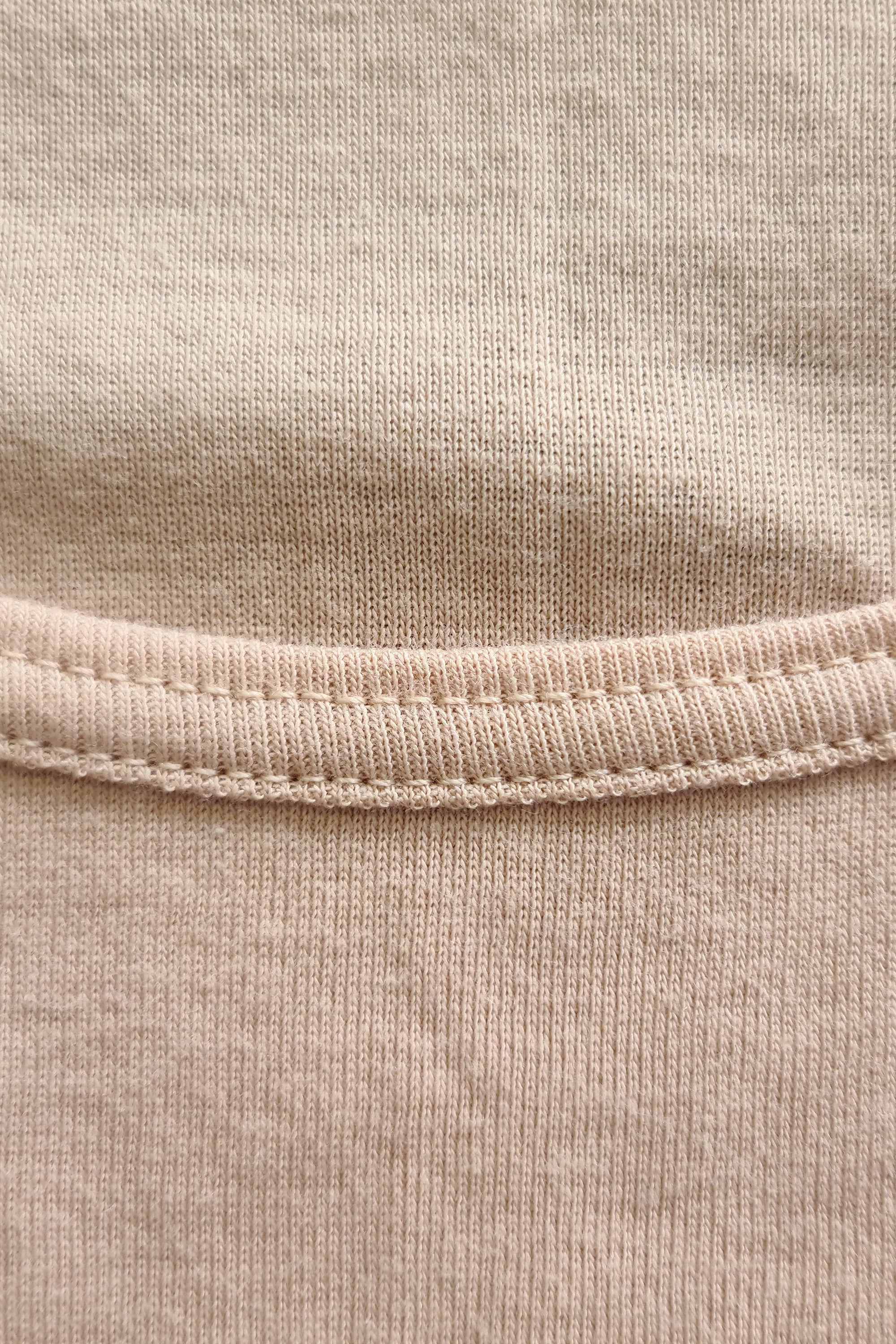 Kurzarm-Unterhemd Damen Beige 100% Bio-Baumwolle Feinripp