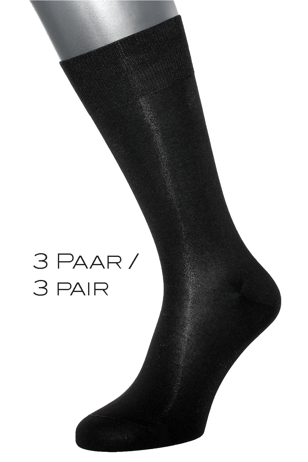 3er Pack Business Ganzjahres-Socken Baumwolle merzerisiert Premium Schwarz