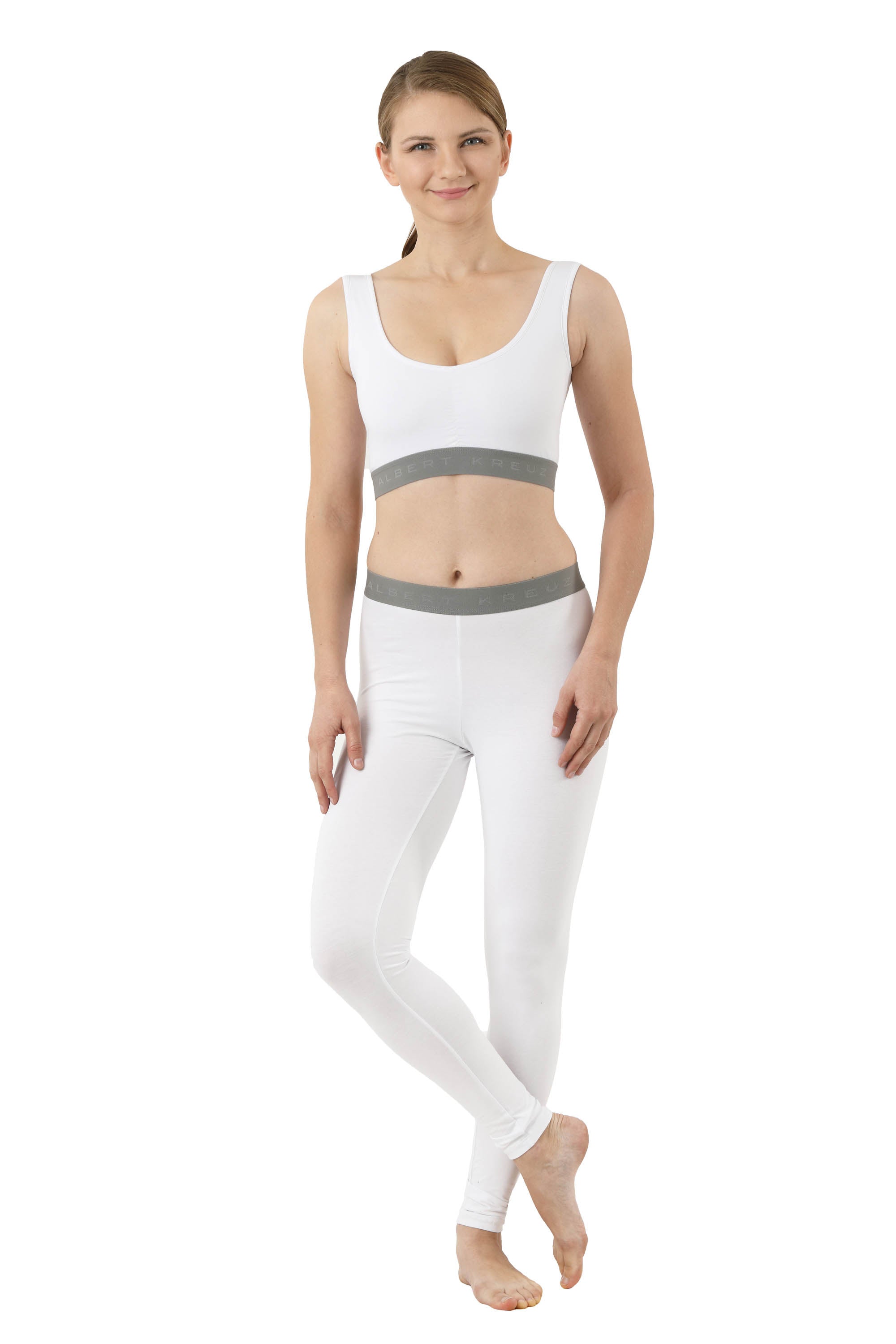 Leggings lange Unterhose Bio-Strechbaumwolle weiß