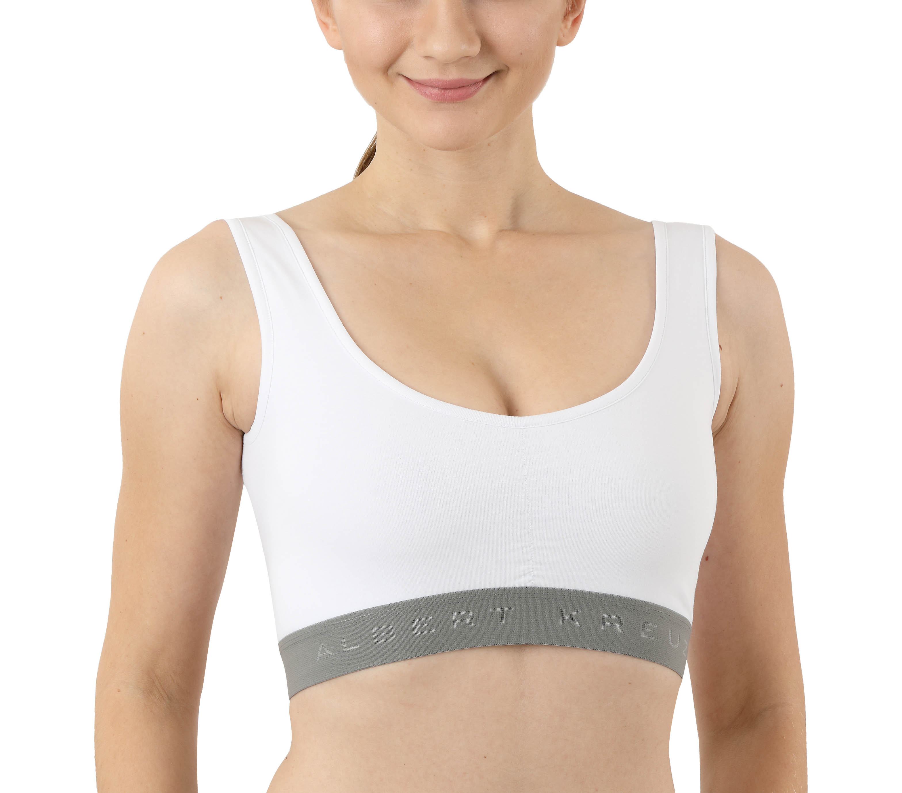 Sport-Bustier BH-Top Bio Stretchbaumwolle weiß