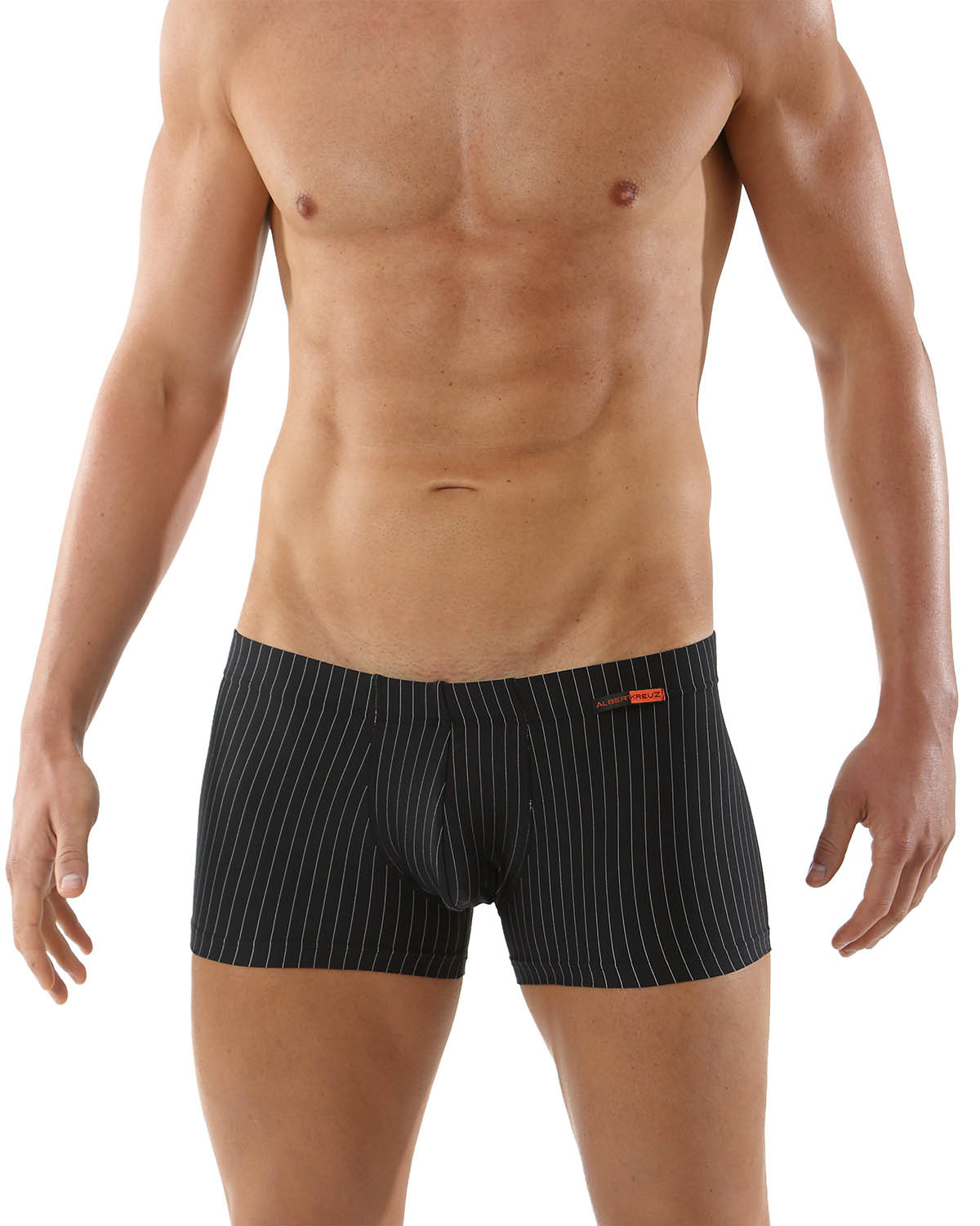 Microfaser Retro-Shorts "Business" Schwarz mit Nadelstreifen